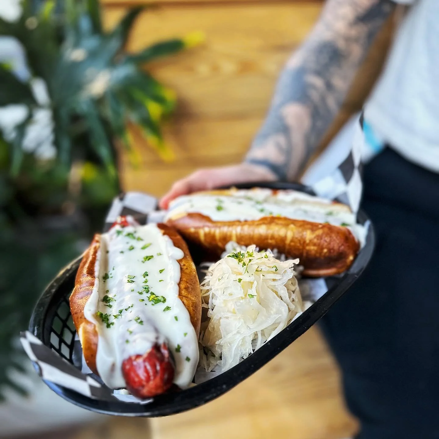 DOG OF THE MONTH: Frank &amp; Stein.
Pretzel Bun - Festbier Cheese - Side o&rsquo; Kraut

Grab one tonight during our All Night Happy Hour and see what other dog is making its return to the new menu! 

#portlandmaine #hotdogs #oktoberfest #beercheese