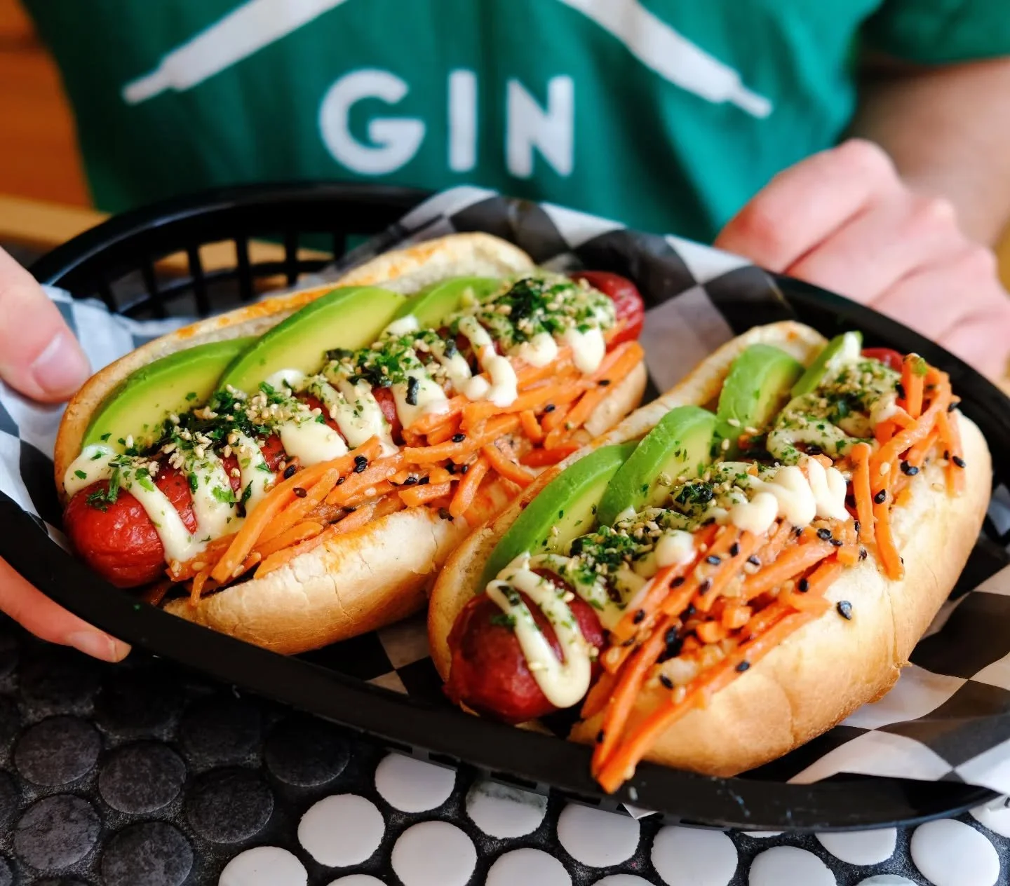 The rumors are true, Tokyo Drift has graduated from a monthly special to the full time menu! One of our favorites to get vegan, veggie or meaty; this dog packs a punch with spicy cukes, sesame pickled carrots, house kewpie and furikake. &quot;Life is
