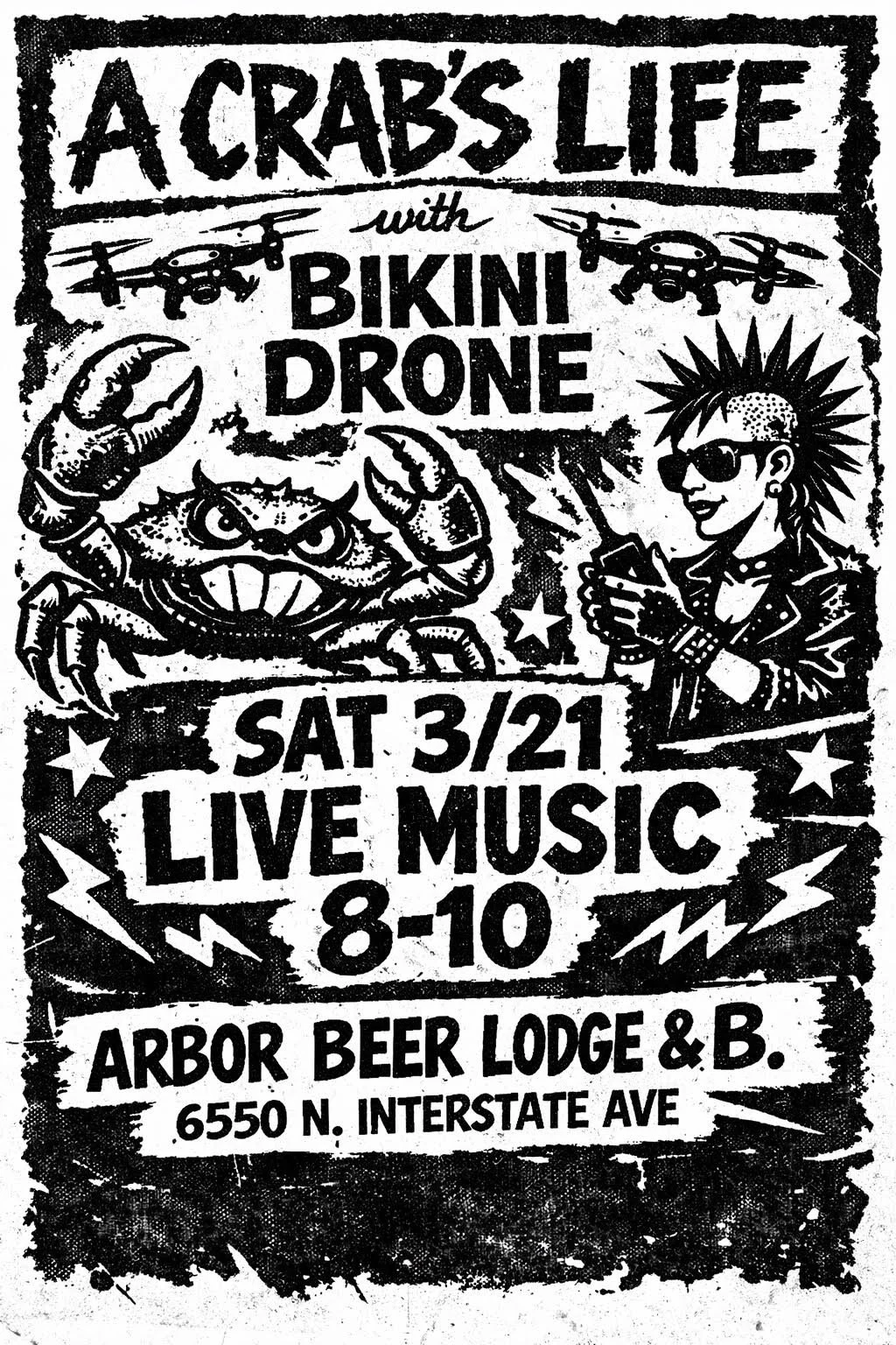 Live Music: A Crab’s Life w/ Bikini Drone