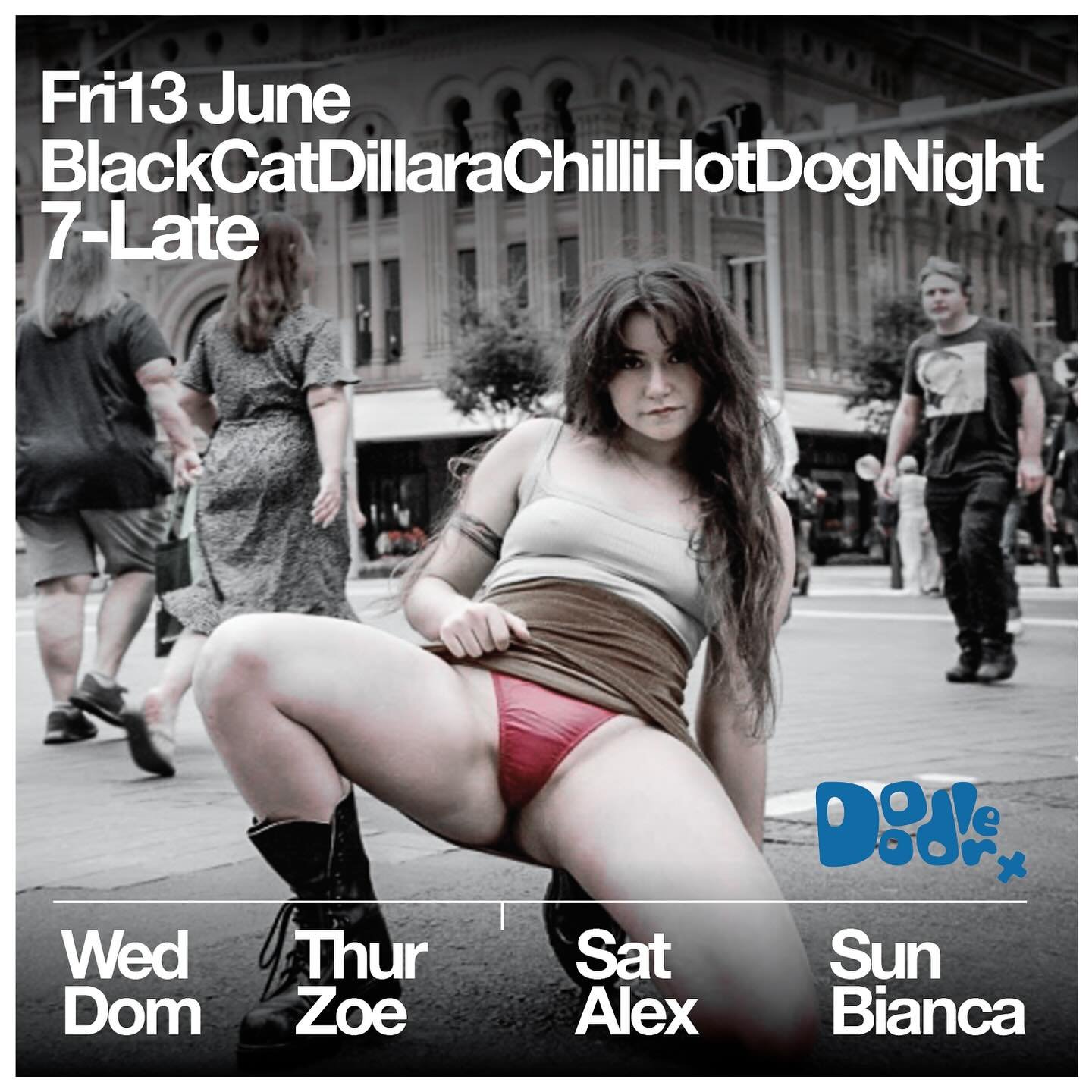Spend your unlucky Friday with the cats and the dogs, come to @thefitzroydoodler 7-late