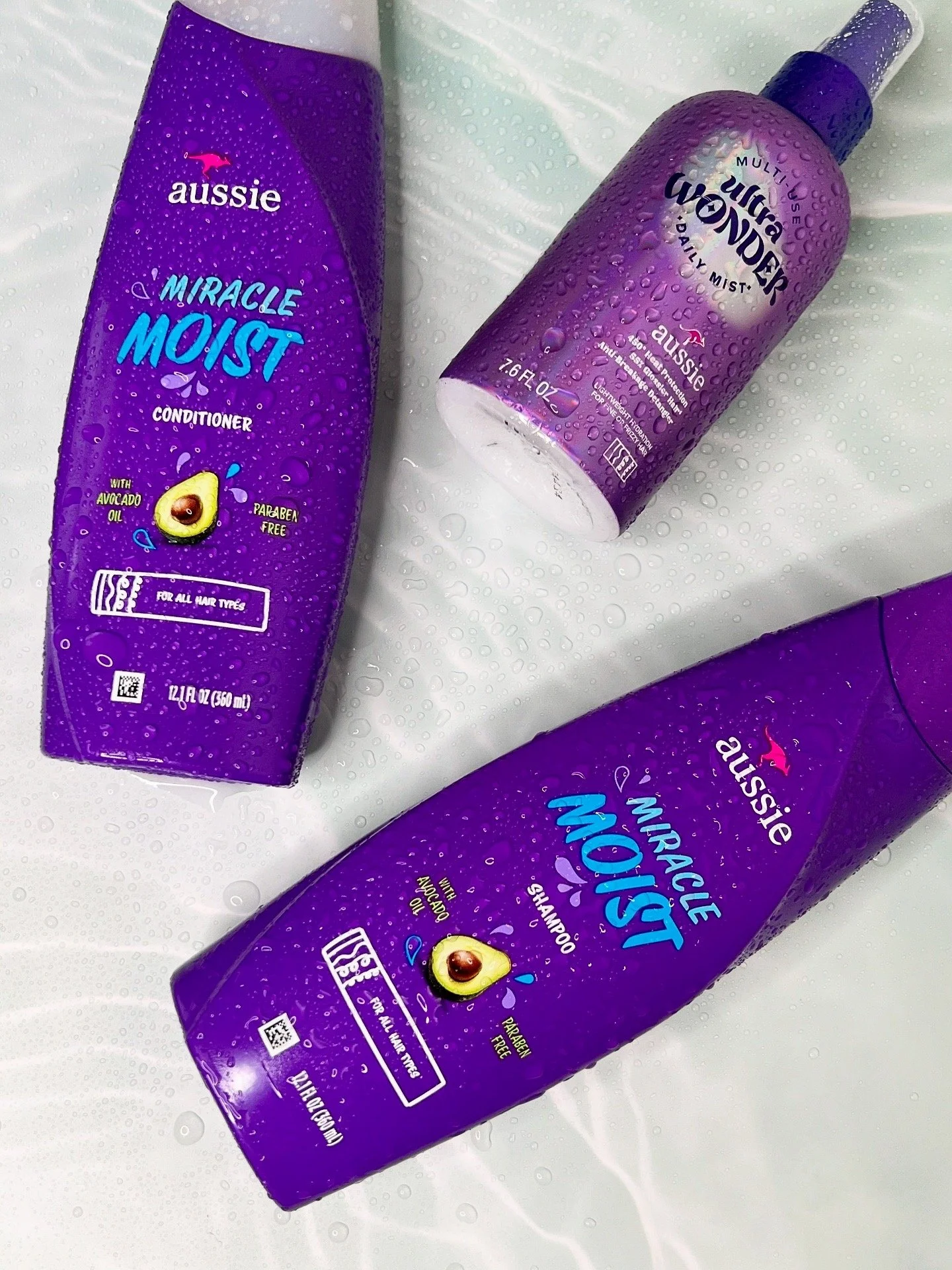 Aussie Miracle Moist Shampoo, Conditioner + Heat Protector Review 
