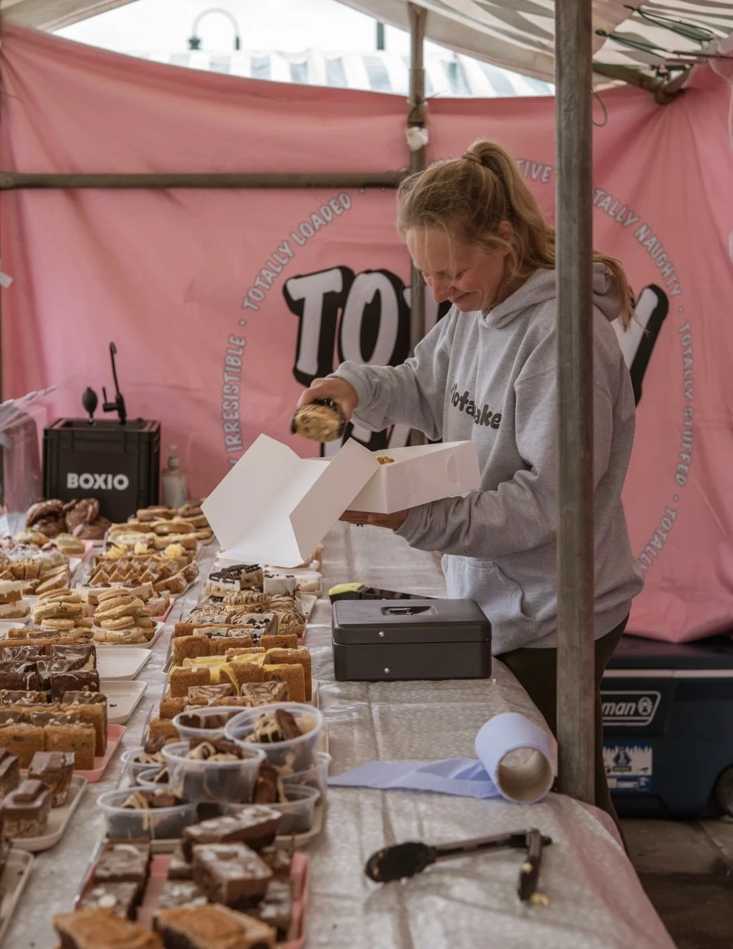 Being a market trader can be a daunting feeling when the weather is looking grim, especially when you&rsquo;ve baked a mountain of bakes ready for the day ahead.

With rain forecast for pretty much the entire day, setting up this morning felt pretty 