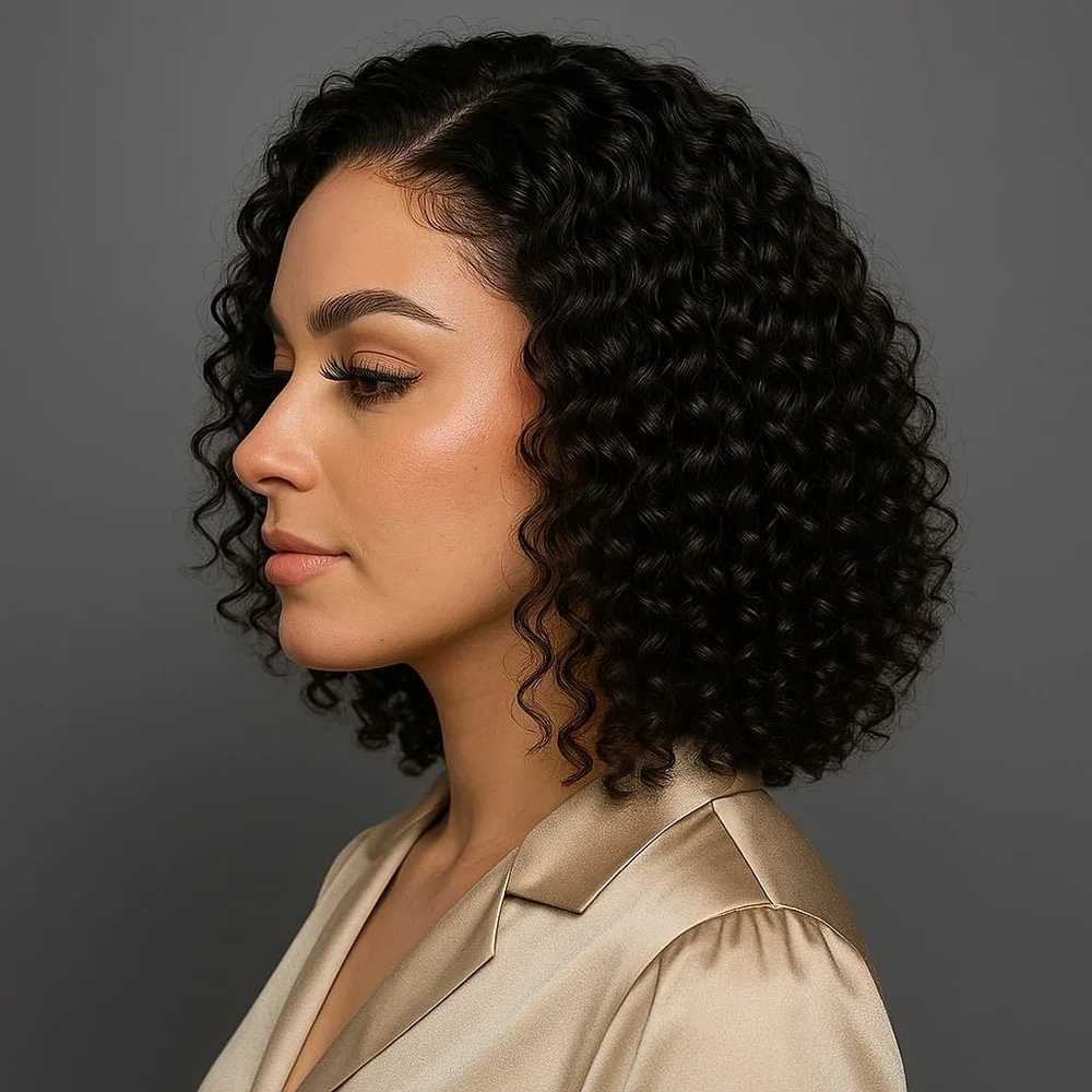 Medium Curly Human Hair Blend Wig with Medical Base for Hair Loss Amazon.com : igennki Full Wig Human Hair Blend Wigs Medium  main image 3