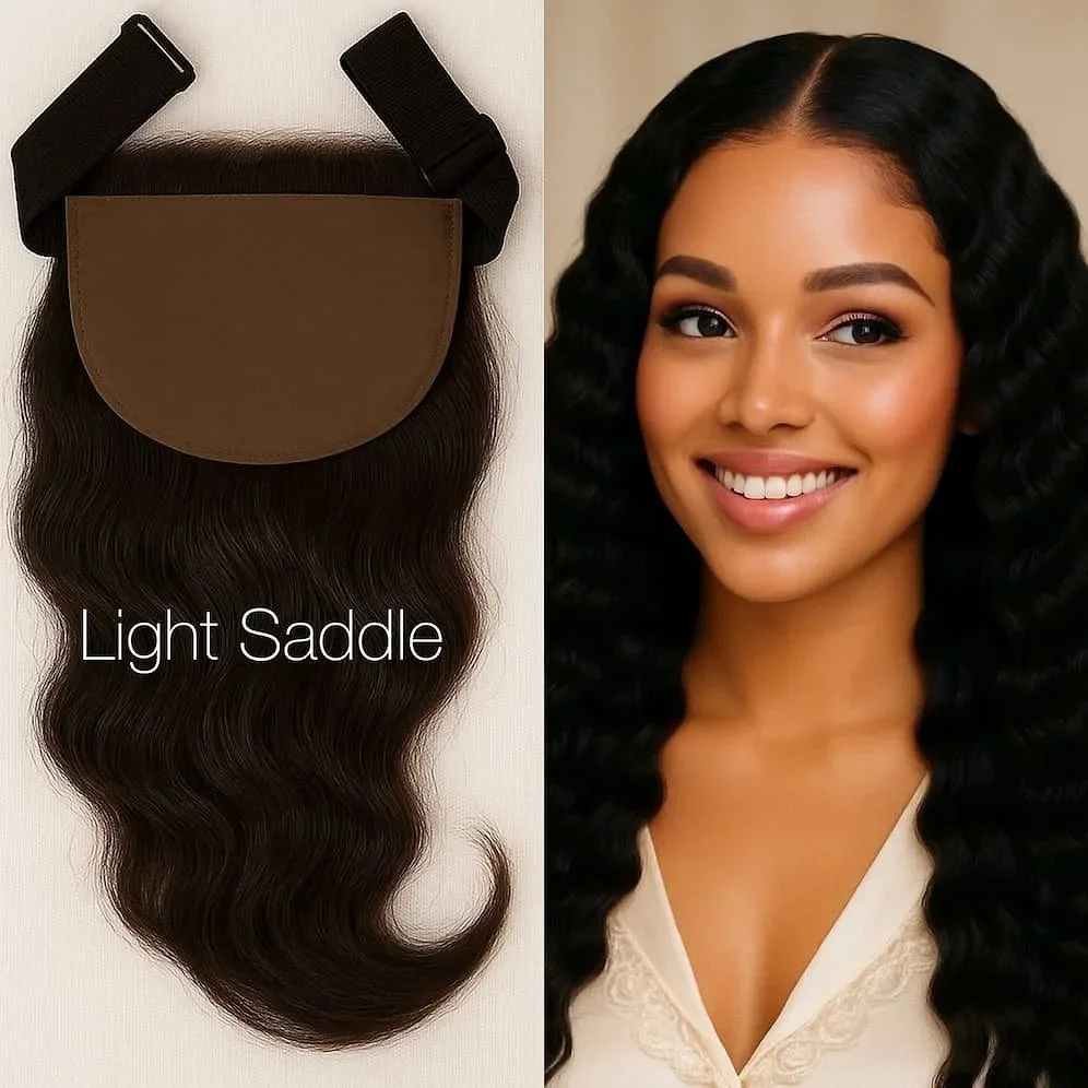 Premium 5x5 wavy lace closure from Silkopulence, designed to blend seamlessly for upscale hair replacement needs.