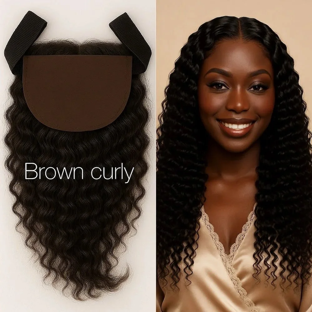 Curly closure in hair for Black women, Silkopulence's luxury 5x5 lace piece offers soft curls and natural scalp appearance.