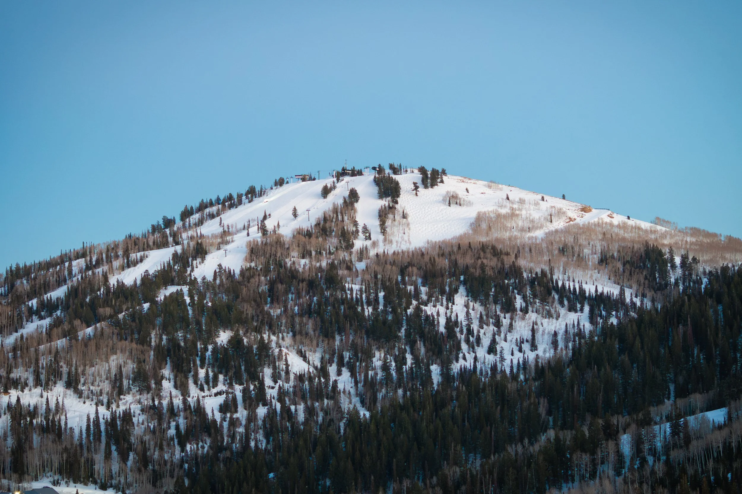 Empire Mountain in winter — the snow-covered peaks you wake up to each morning