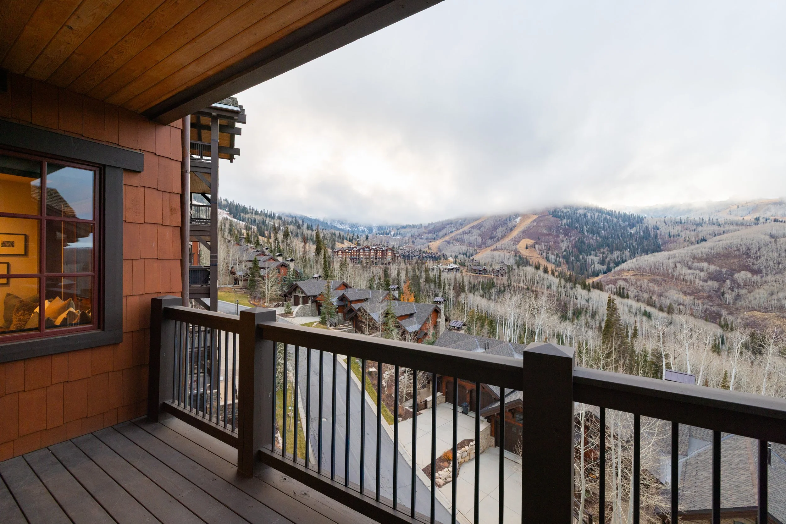 Deck views overlooking Empire Pass village and the surrounding peaks