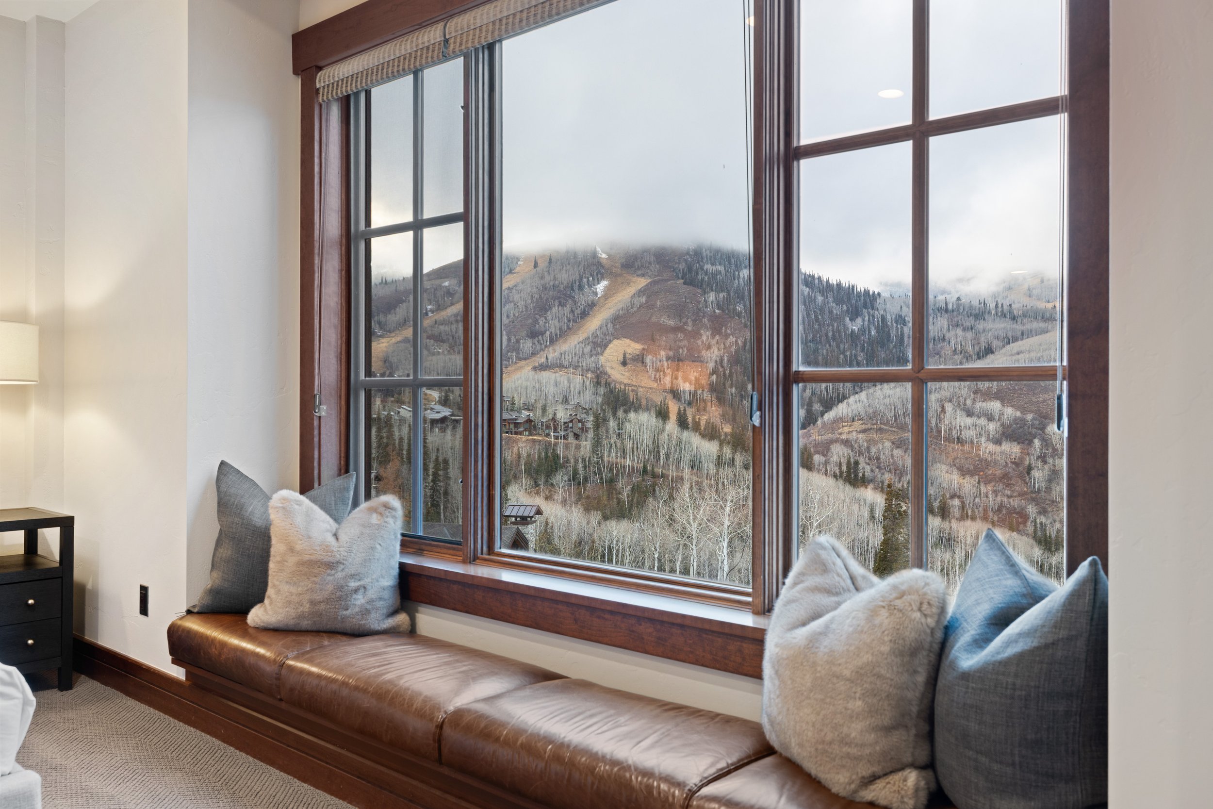 Window seat in the primary suite overlooking Empire Pass and Deer Valley