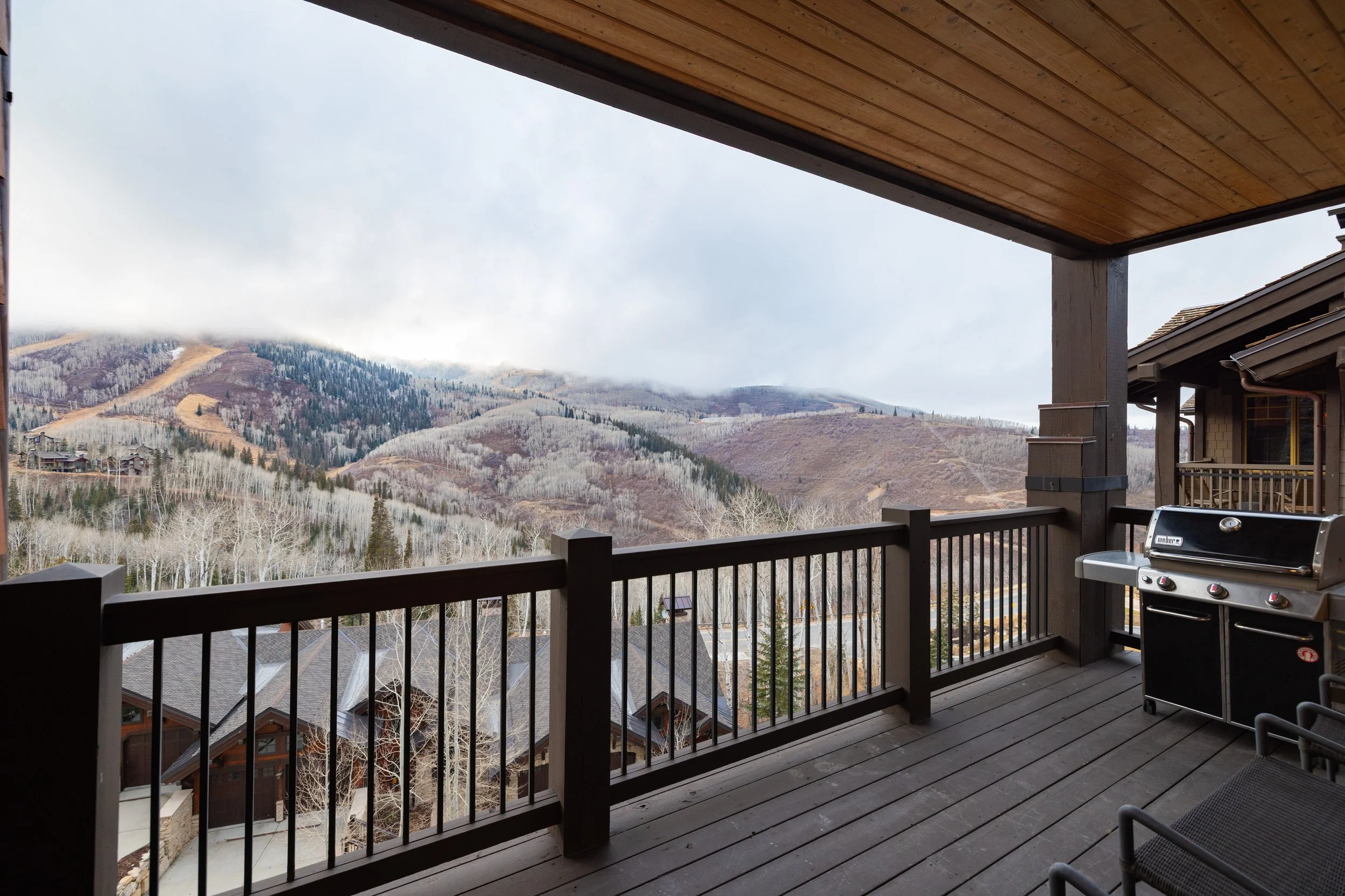 Private deck with Weber natural gas grill and commanding mountain views