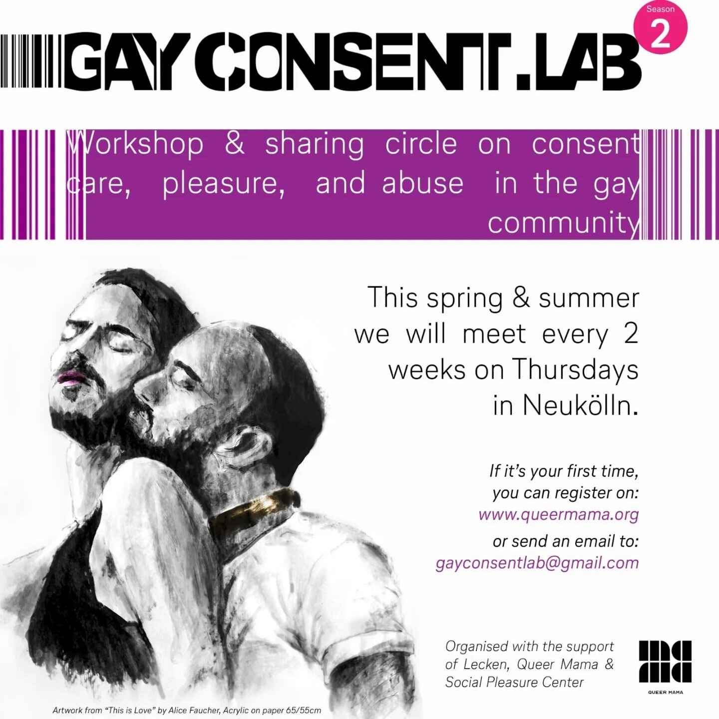 We're back with Gay Consent.Lab Season 2!

Gay Consent.Lab is a workshop &amp; sharing circle on consent, care, pleasure, and abuse in the gay community. During the Lab, we will discuss these issues in the context of sex, drugs, raves and chills.

We