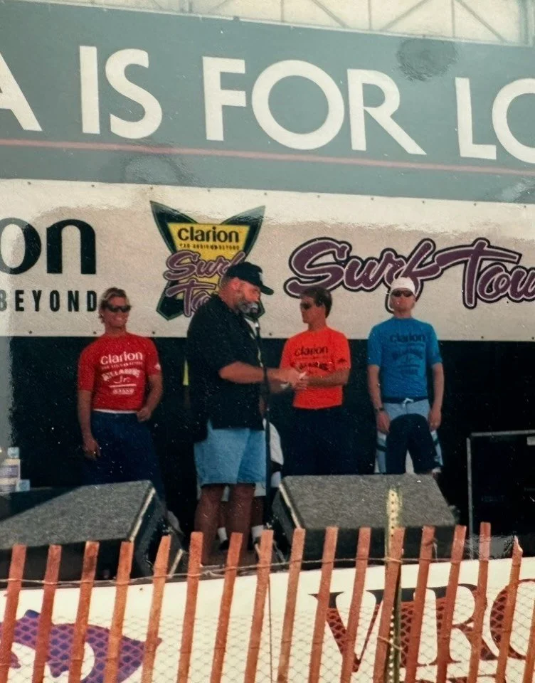A few of the surfers I coach are competing in the East Coast Championships WQS this week, so I thought I&rsquo;d throw it back to the late 1990s&ndash;early 2000s at the same contest.

Here I am on the podium of the Pro Junior. I believe I finished 3