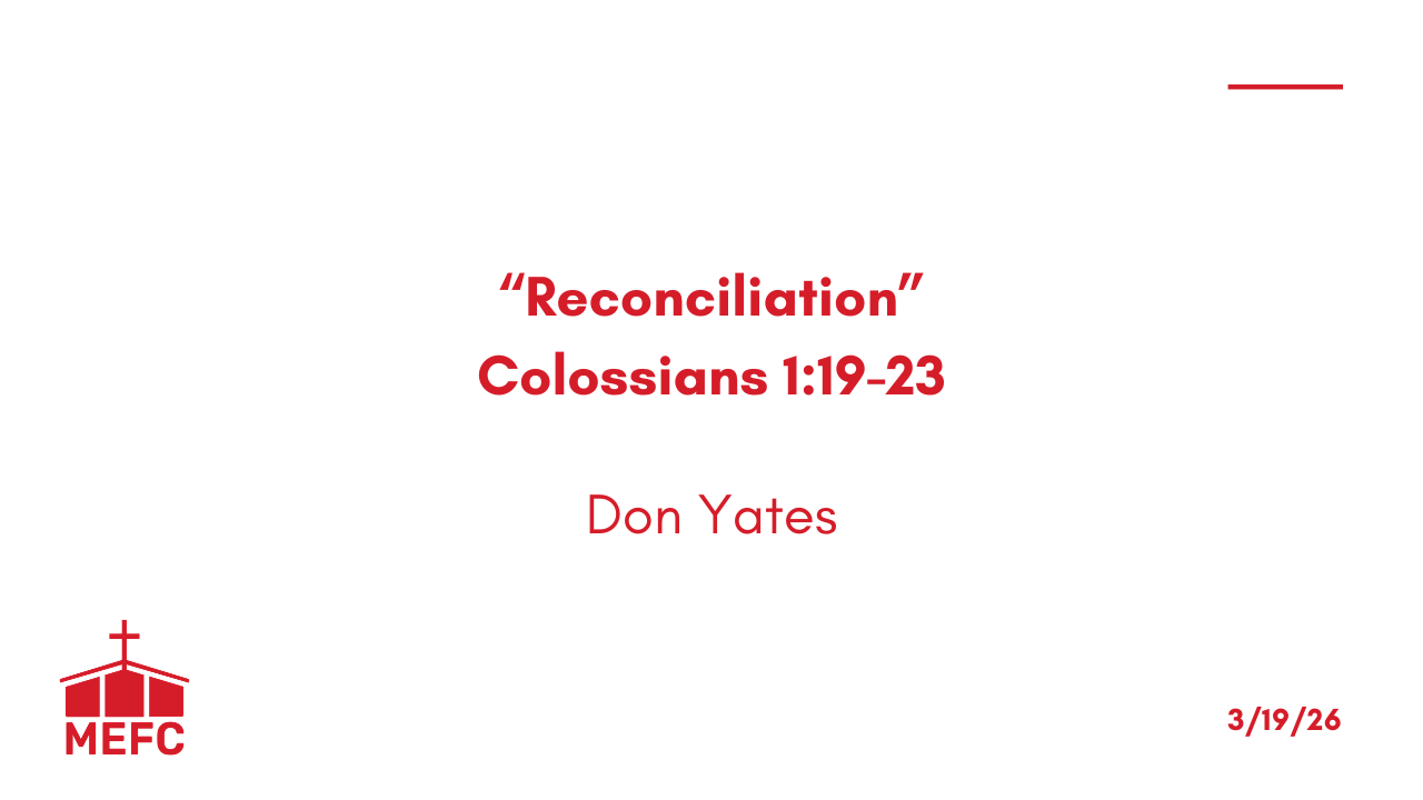 “Reconciliation” - April 19th, 2026 