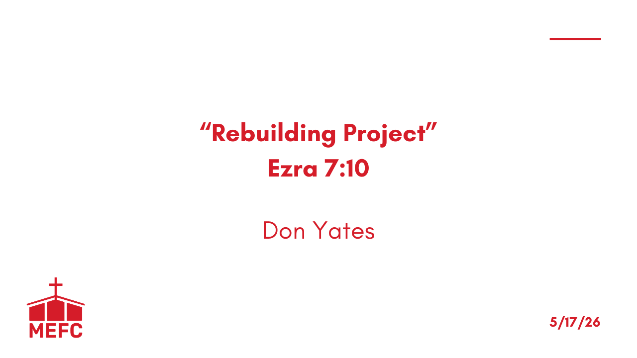 “Rebuilding Project” - May 17th, 2026