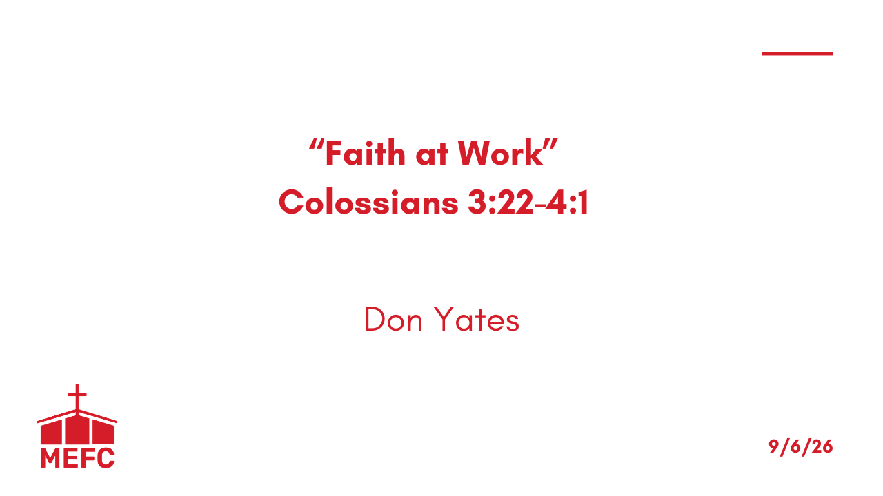 “Faith at Work” - September 6th, 2026