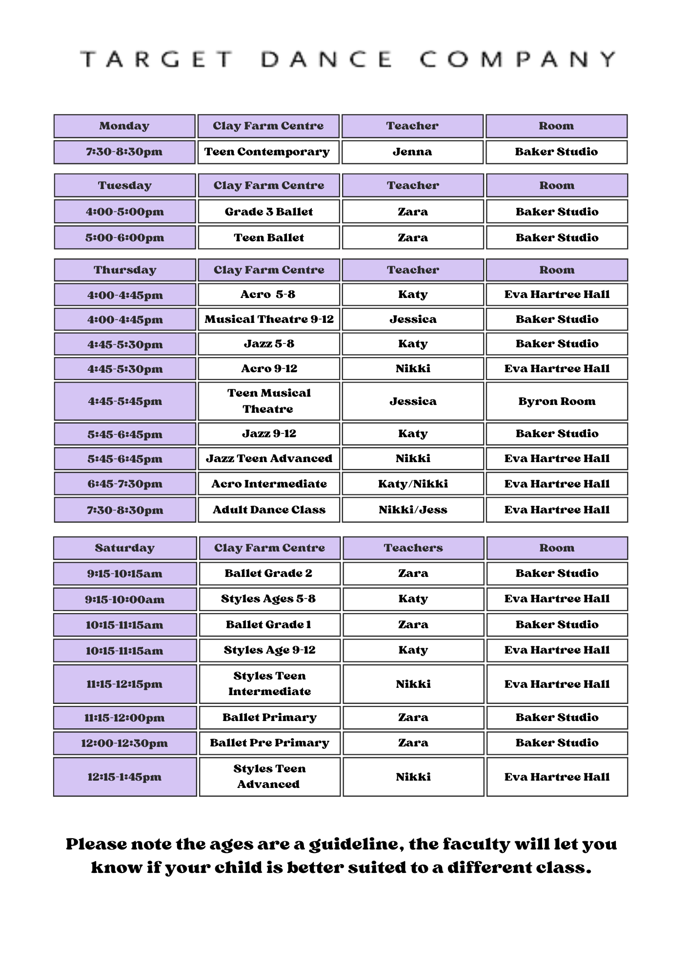 Timetable — TDC