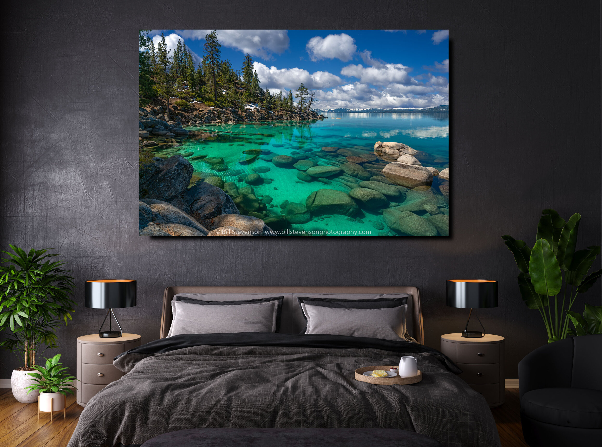 Lake Tahoe picture in a bedroom.
