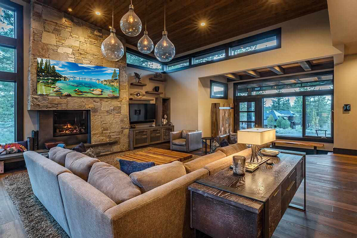 Lake Tahoe photo displayed in a living room