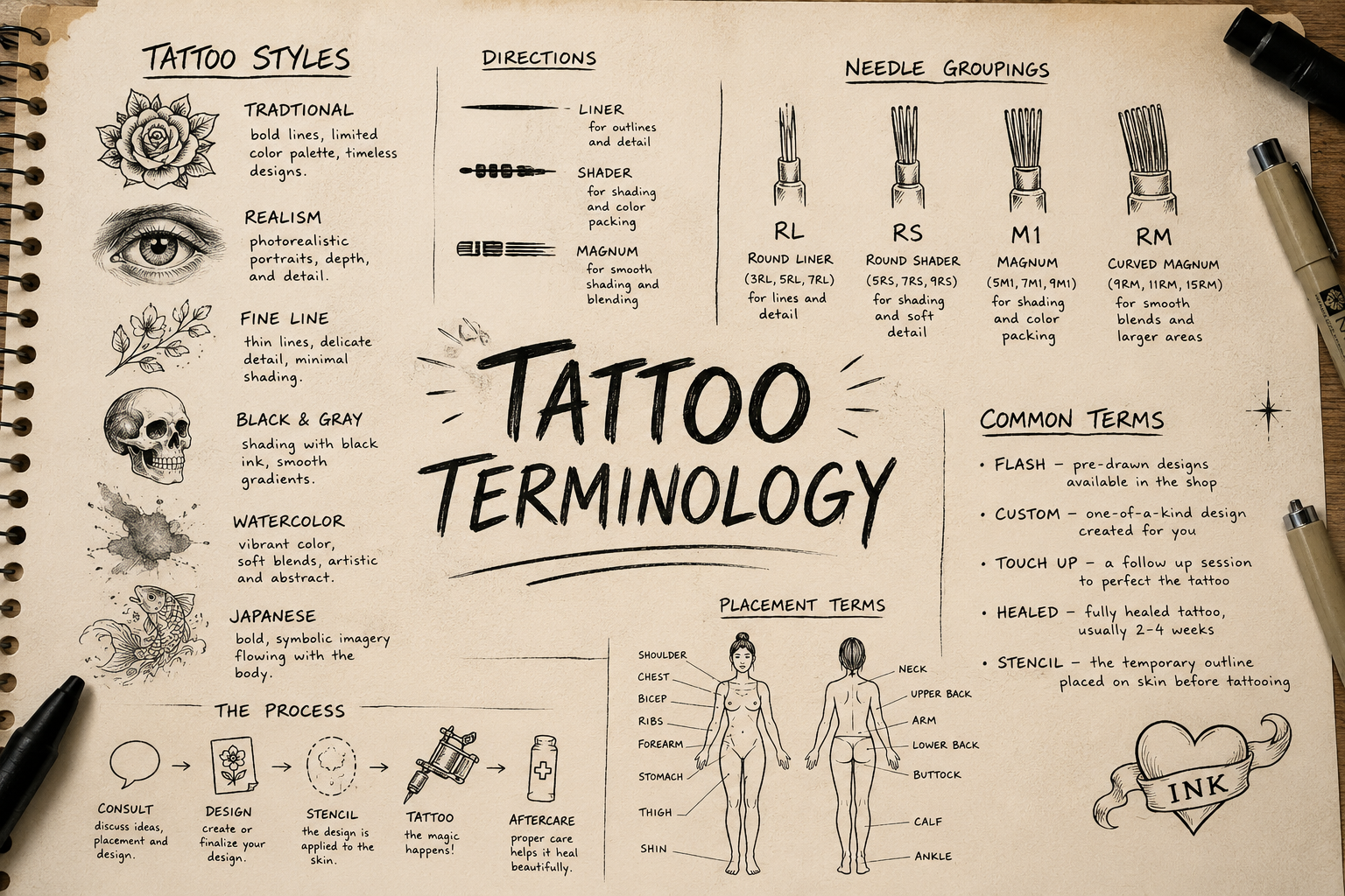 Common tattoo terminology every client should know: 