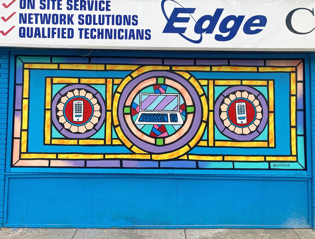 Stained Glass Computer Store Mural 