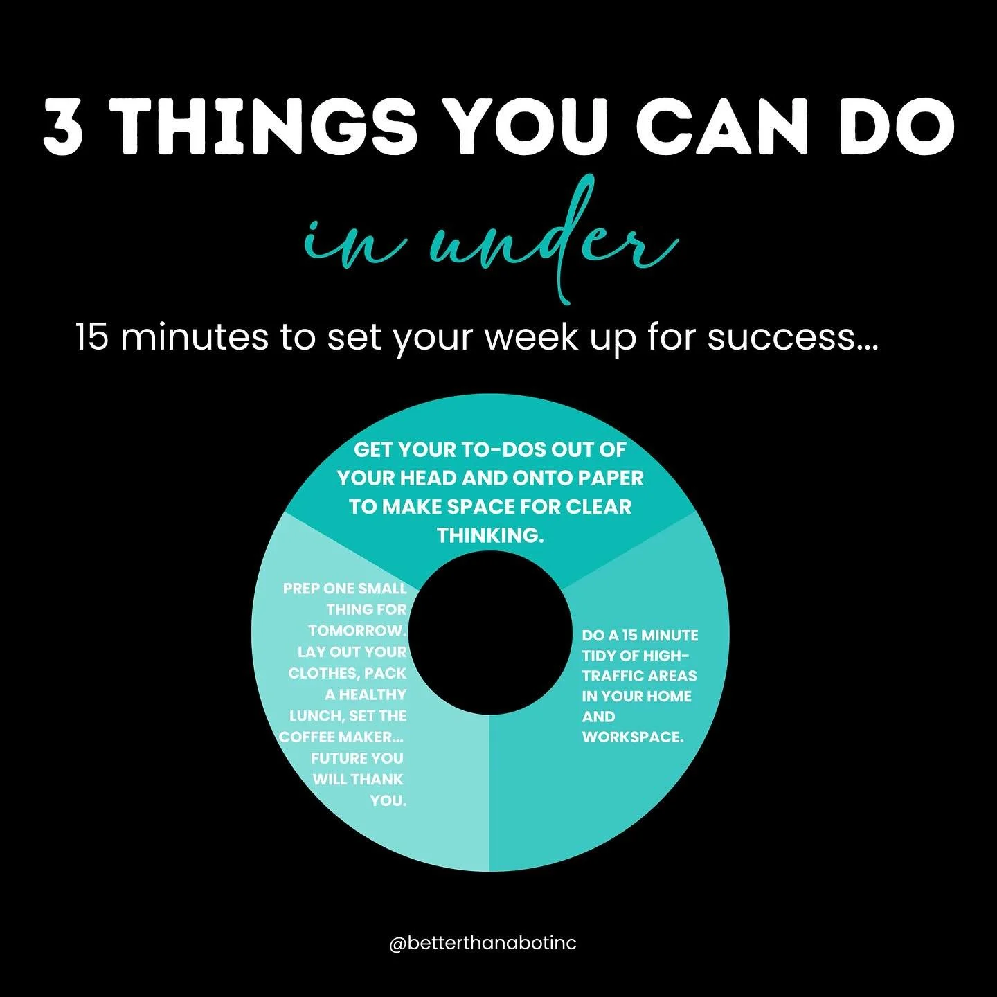 To the tired working mom and the tired working professional woman who&rsquo;s juggling everything, today I am sharing three things you can do in under 15 minutes to help set your week up for success: 

1️⃣ Get your to-do&rsquo;s out of your head and 