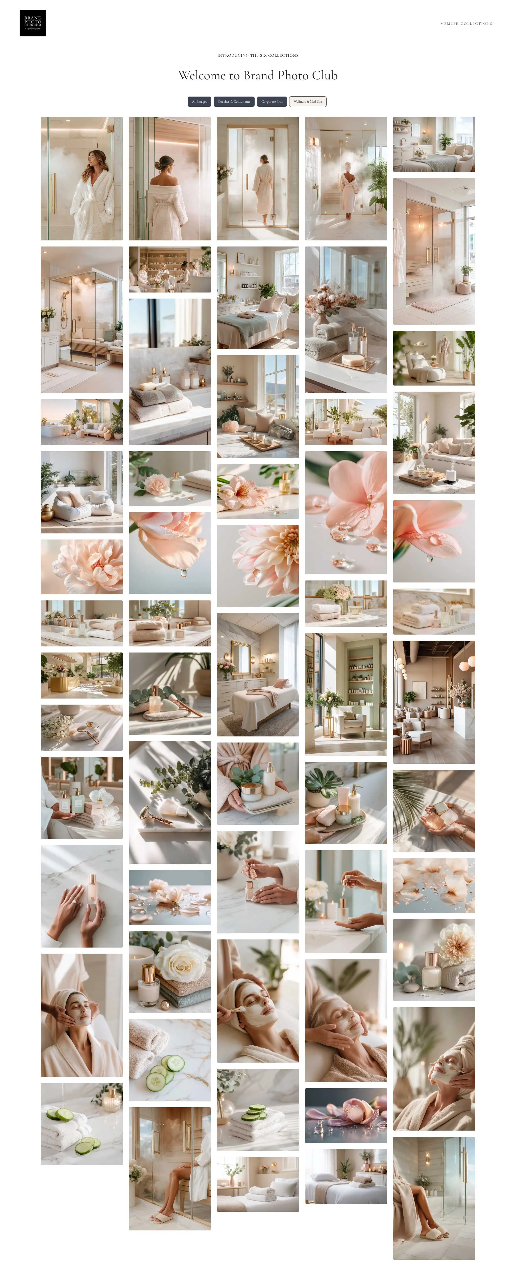 Collage of spa and beauty treatment scenes, including relaxing rooms, skincare products, flowers, candles, and women receiving treatments in a luxurious, serene setting.