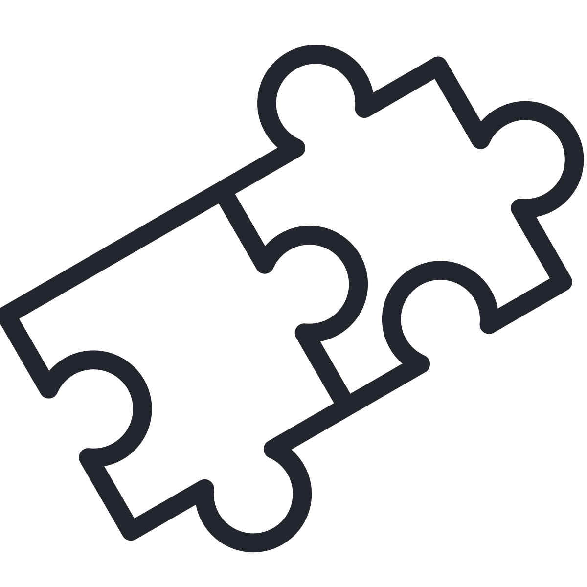 Outline of two interlocking puzzle pieces.