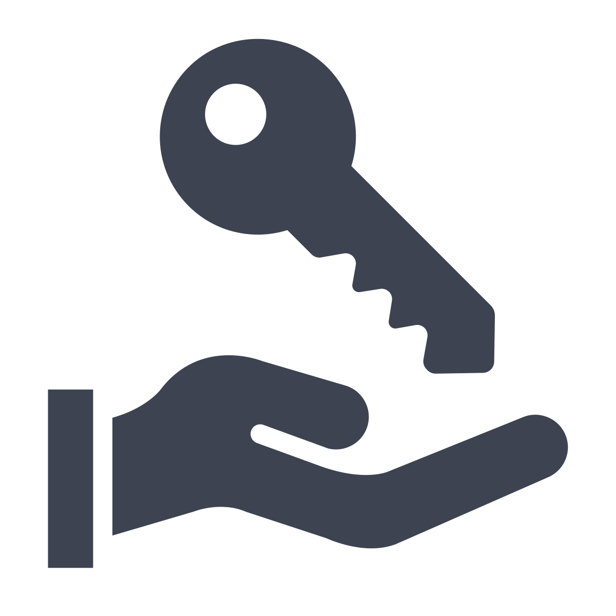 Icon of a hand holding a key.