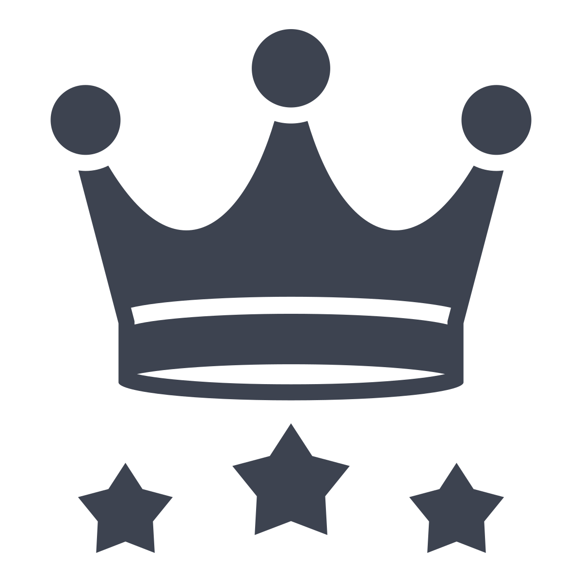 Gray crown above three gray stars.