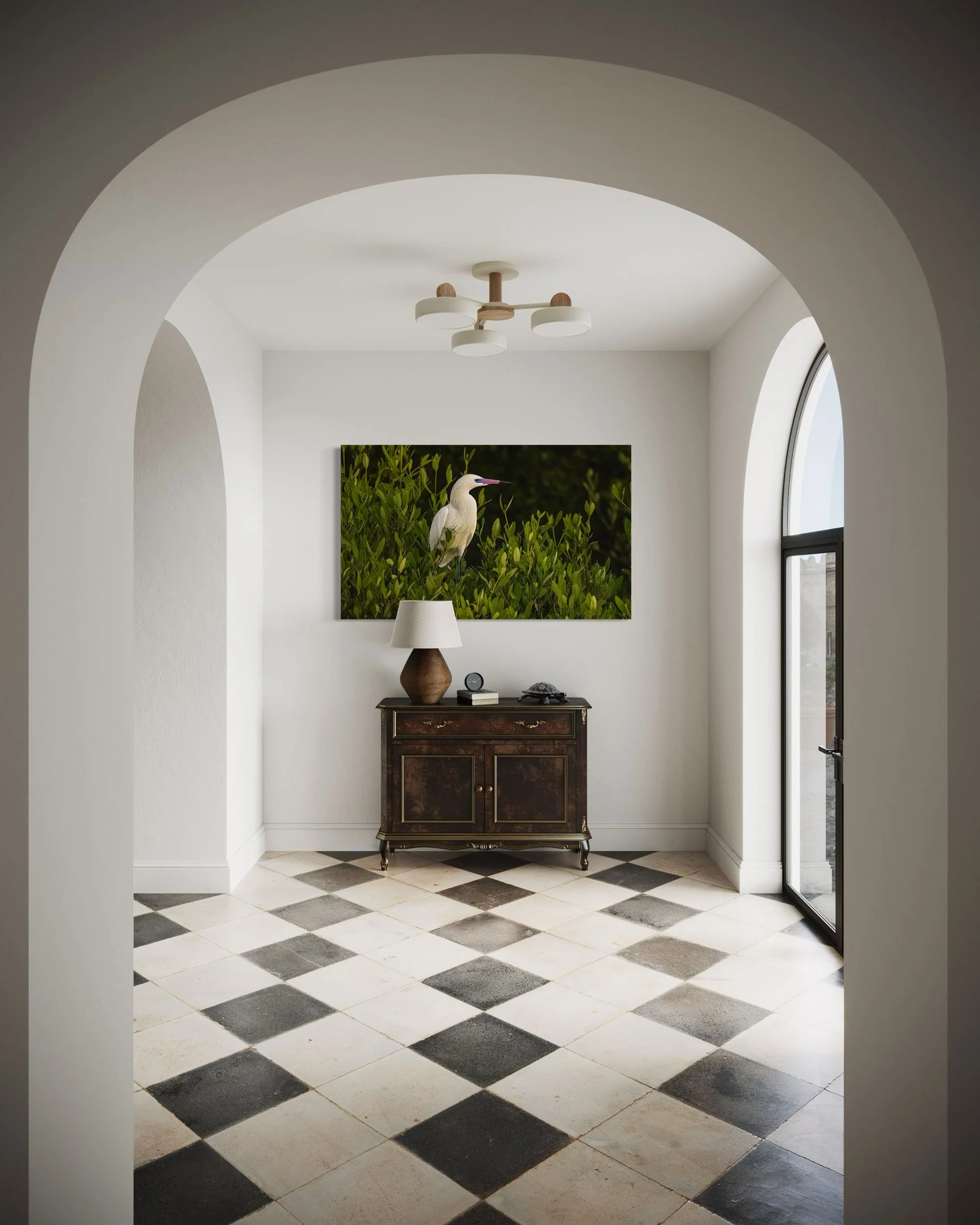 Pelican-in-checkerd-hallway.jpg