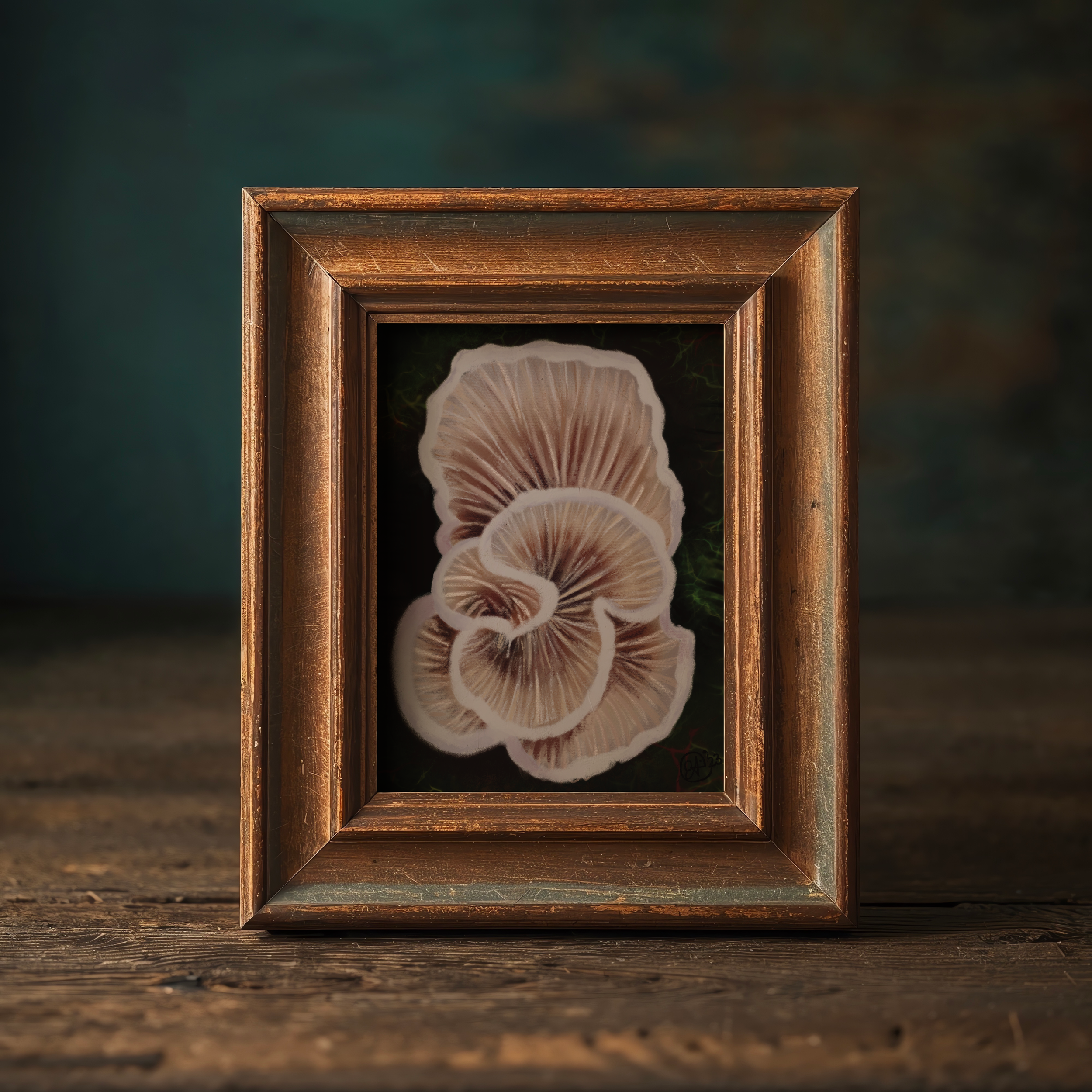 Dark Botanical White Oyster Fungus Illustration, Magical Mystery Mushroom Series , 8"x10" Archival Art Print