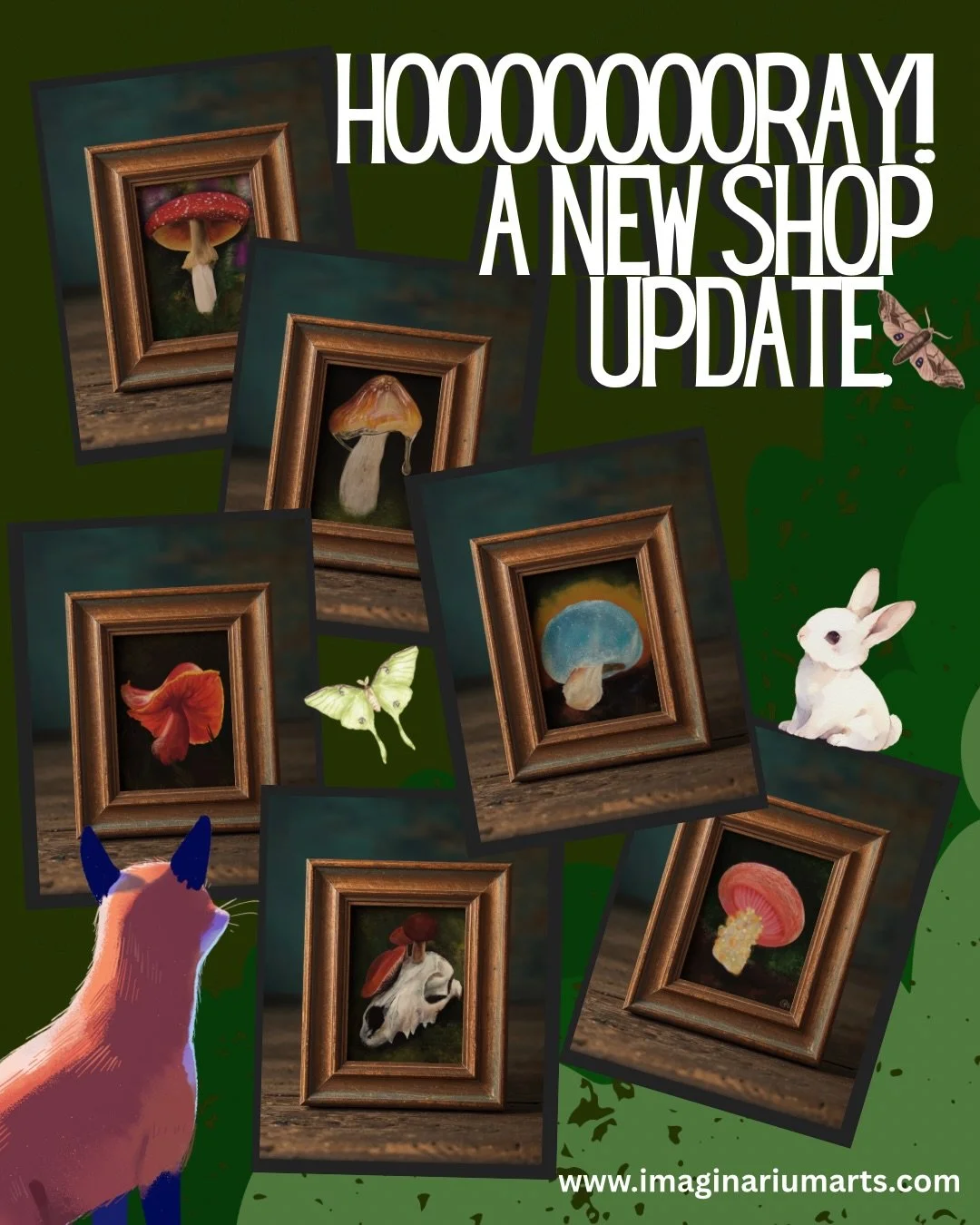 Helllooooooooo friends! I&rsquo;m pleased to announce there are some new Funguary prints in the shop that I haven&rsquo;t previously released. I also updated their photos so you can see some new samples of what they might look like in your home.  Any