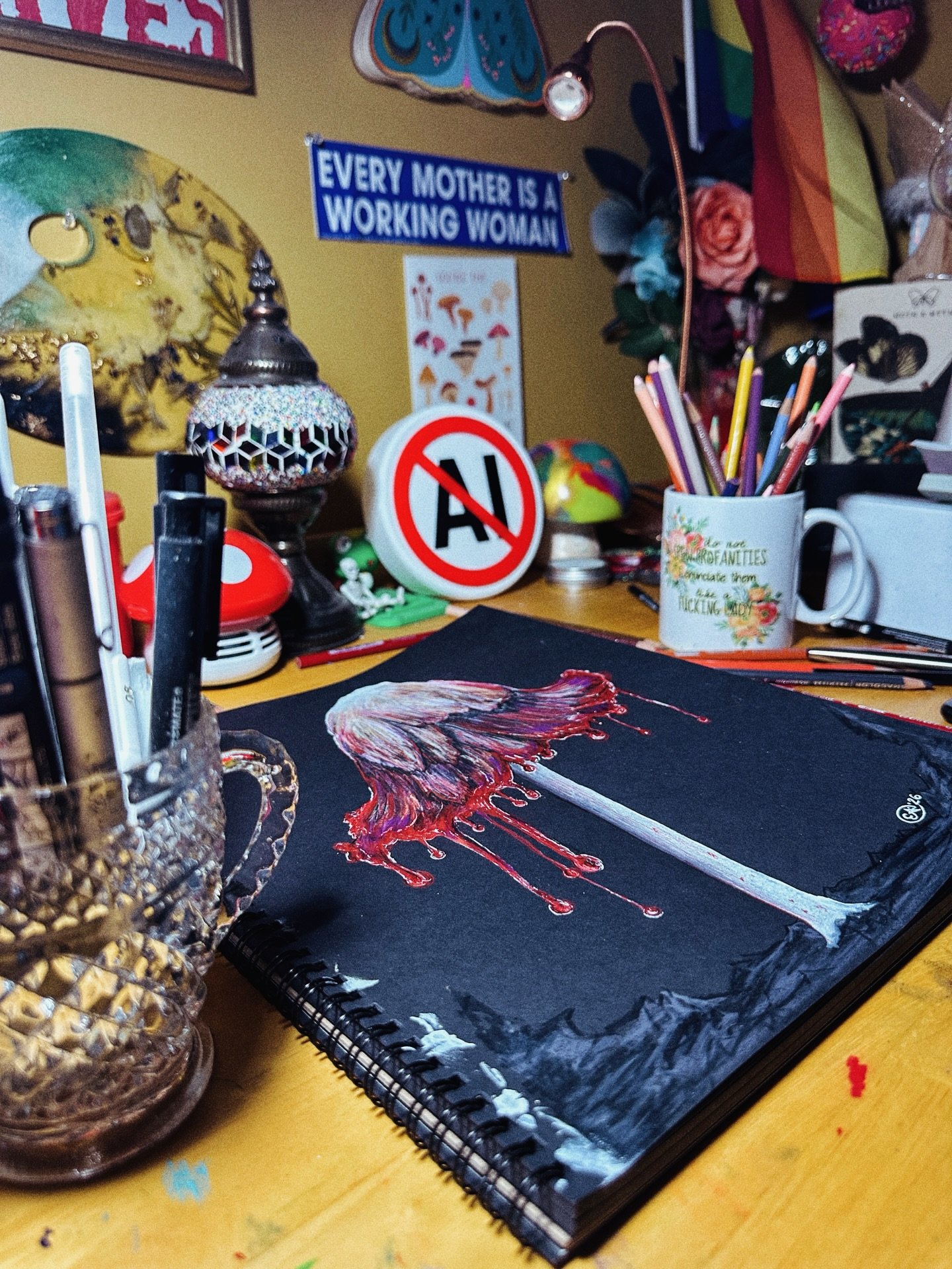 Lately, at home: transferring my learned digital skills back to actual paper; the studio nook continues to evolve and is probably one of my fave places I&rsquo;ve ever worked in; Bella and I had a lowkey Valentine&rsquo;s Day and spent it reading and