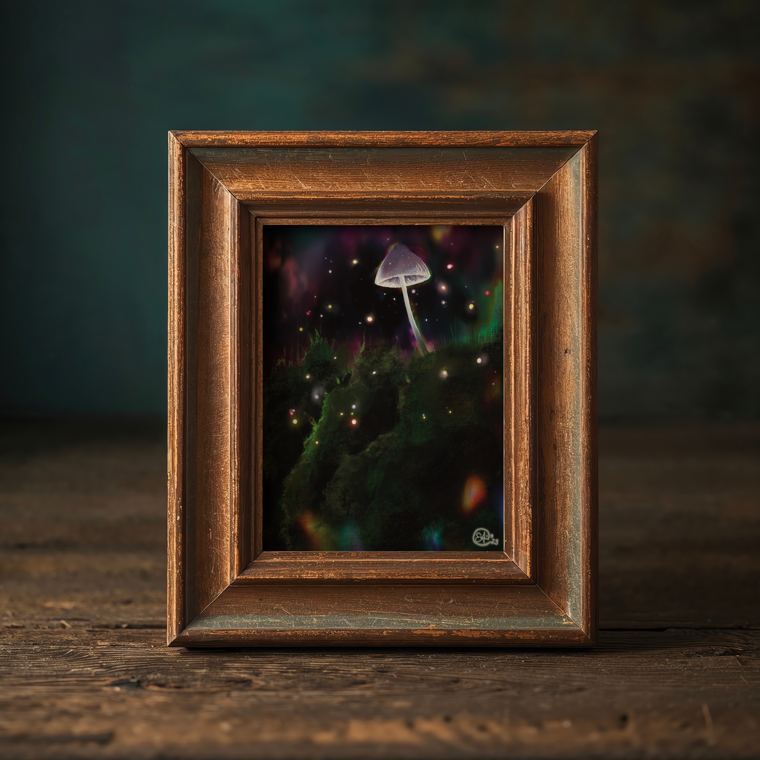 Fairy Glen Mushroom with Moss Illustration, Magical Mystery Mushroom Series , 8"x10" Archival Art Print