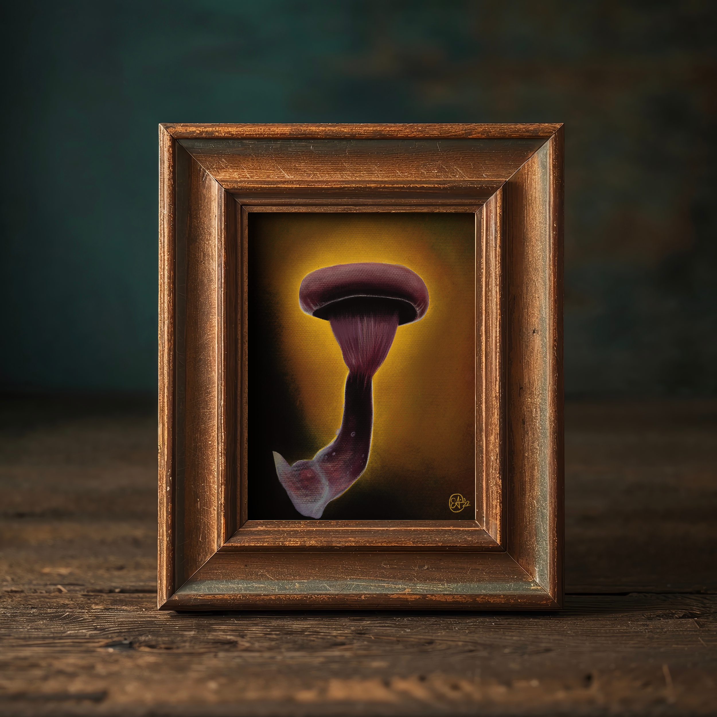 Glowing Purple Shroom Dark Botanical Illustration, Magical Mystery Mushroom Series , 8"x10" Archival Art Print