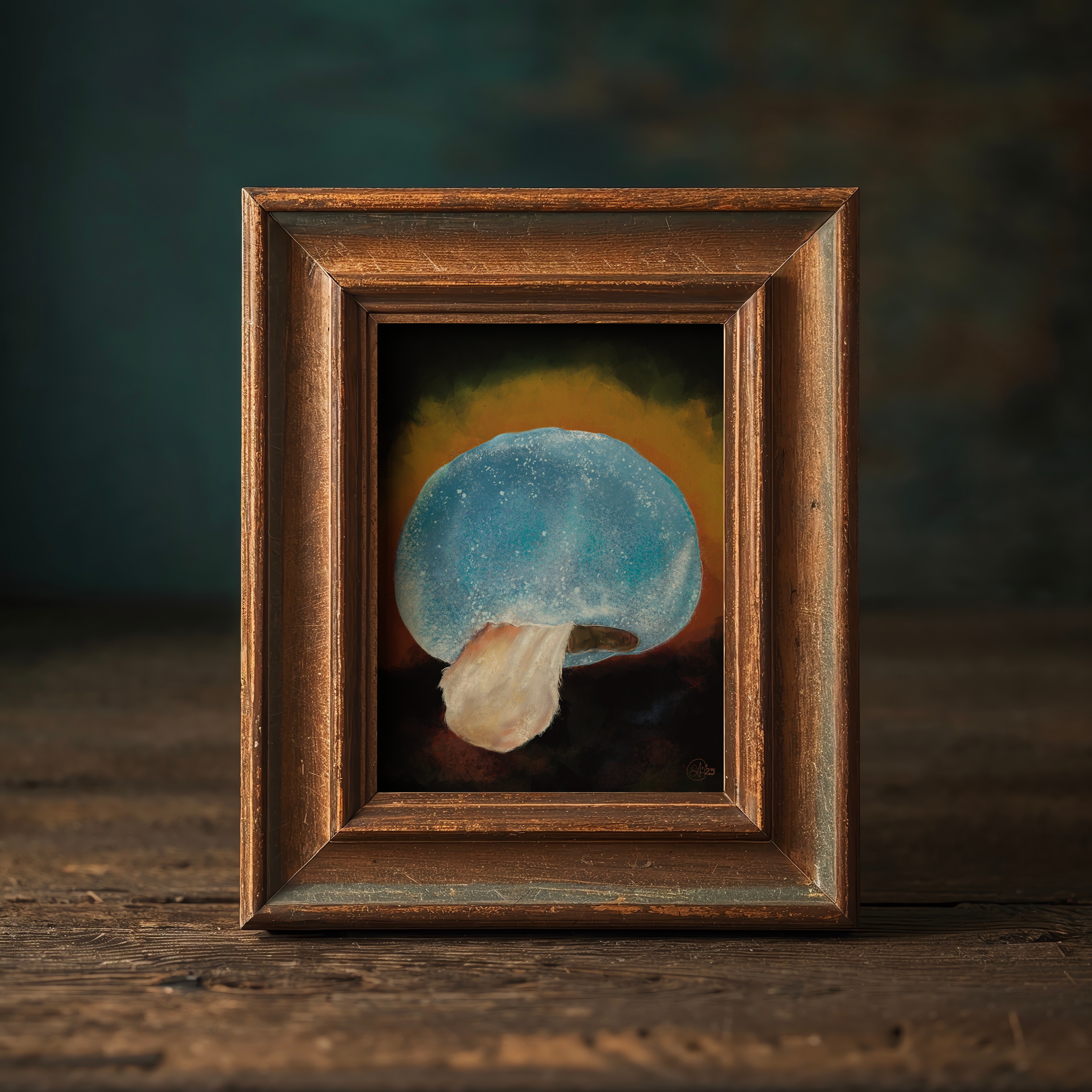 Charming Cyan Mushroom, Magical Mystery Mushroom Series , 8"x10" Archival Art Print