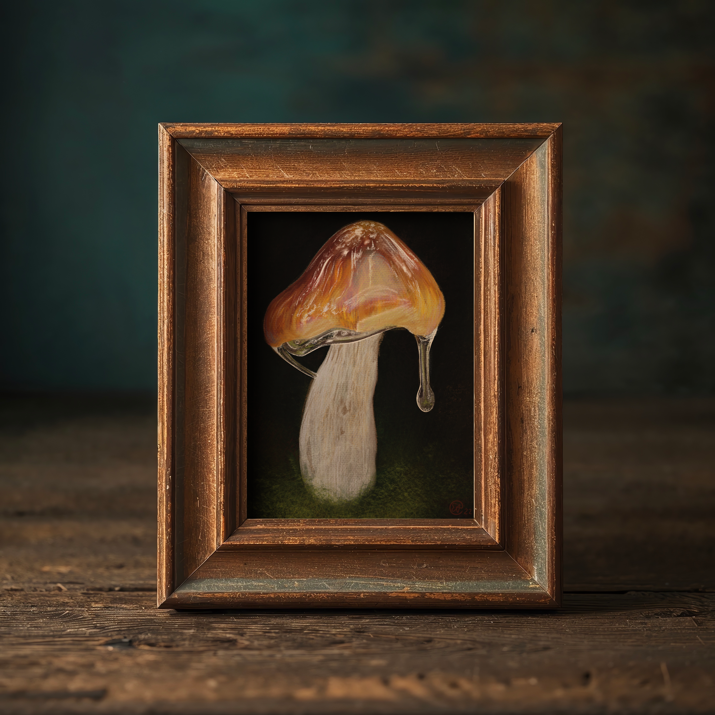 Glossy Fungus Dark Botanical Illustration, Magical Mystery Mushroom Series , 8"x10" Archival Art Print