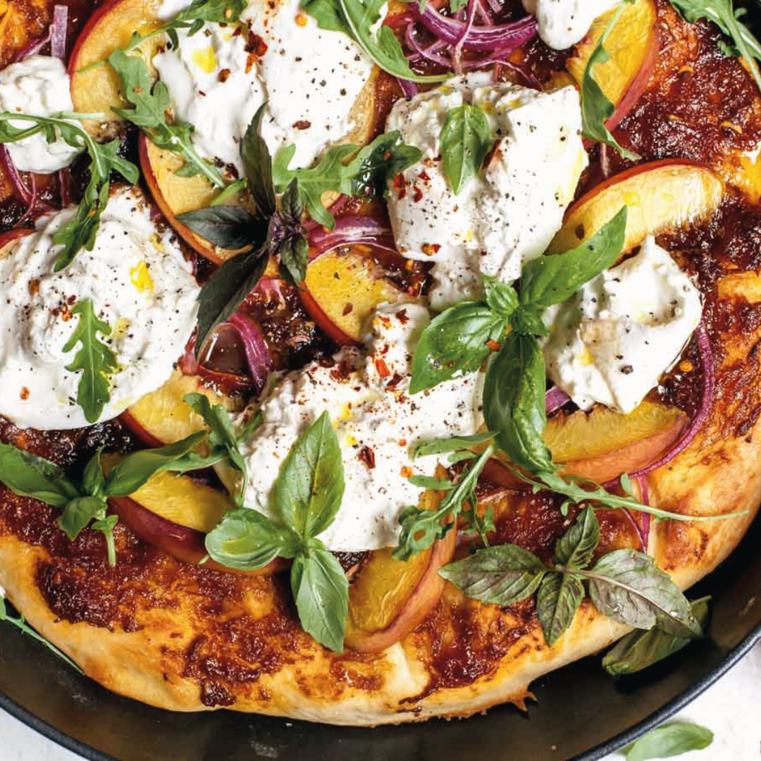 A Taste of Summer Simplicity: Sourdough Pizza with Burrata and Grilled Peaches