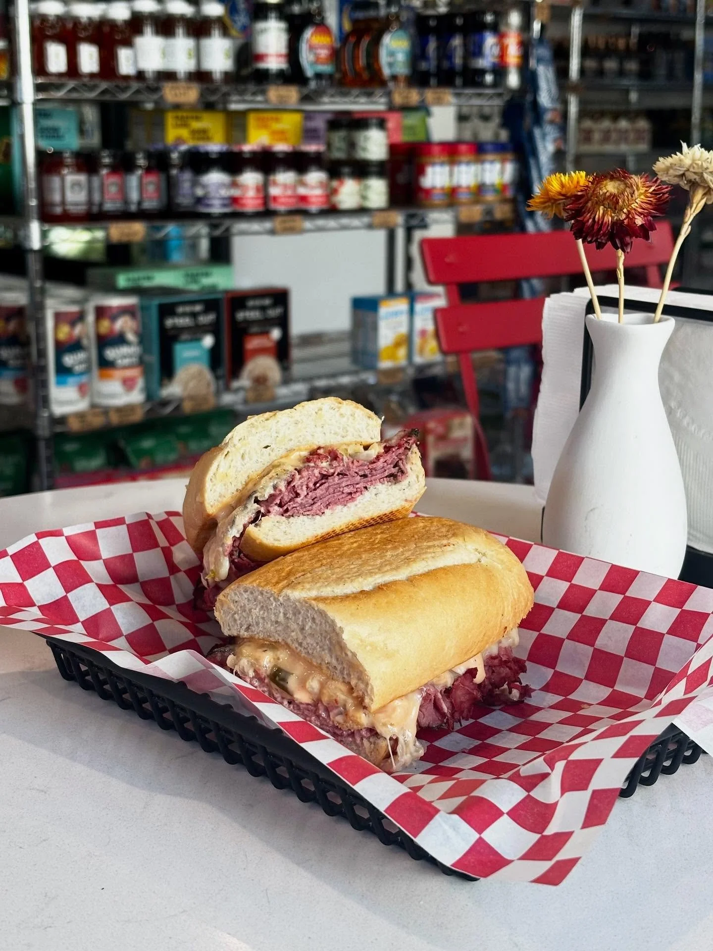 Myer Lansky: A Reuben without the rye. 
This sandwich comes loaded with pastrami, sauerkraut, swiss cheese, and Reuben dressing on a toasted baguette&mdash; the sum of its parts make it a perfect cold-weather sandwich. Stop by Offbeat and grab yours 