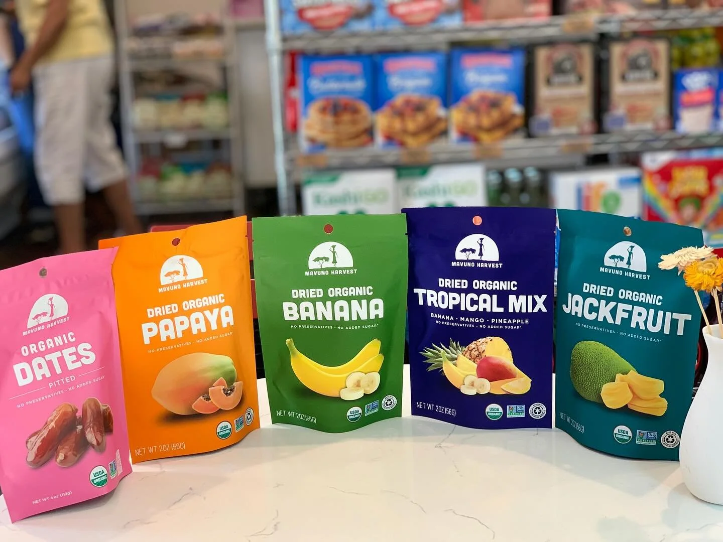 Need a new summertime snack?🤔 
Try our new Mavuno products that just rolled in!! 
We have choices like papaya, tropical mix, banana!! 
And also our classics like mango, jackfruit, dates, and pineapple. 
Soooo scrumptious and delicious you&rsquo;ll w