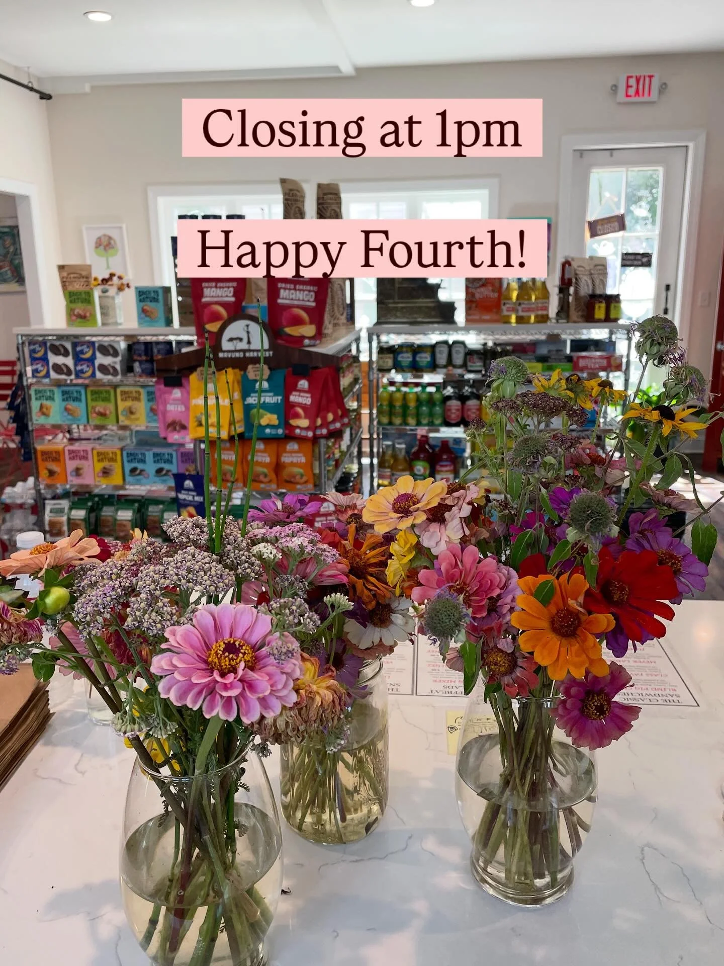 Seems everyone is out enjoying the holiday, so we&rsquo;ve decided to join &lsquo;em! We will close today at 1pm instead of 3pm. 🎆🎇🇺🇸