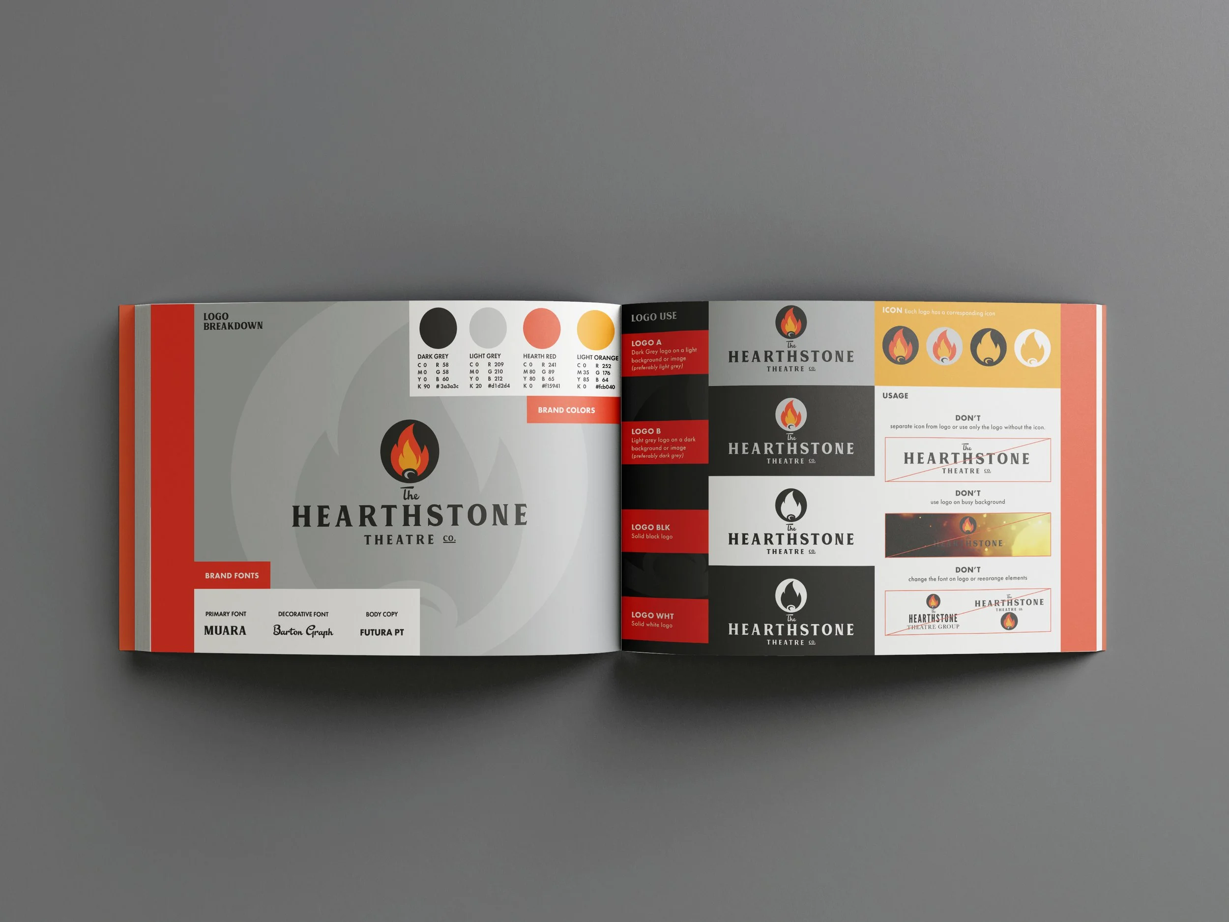 Hearthstone Theatre Hearth Stone Fire Logo Design Brand Standards Guidelines