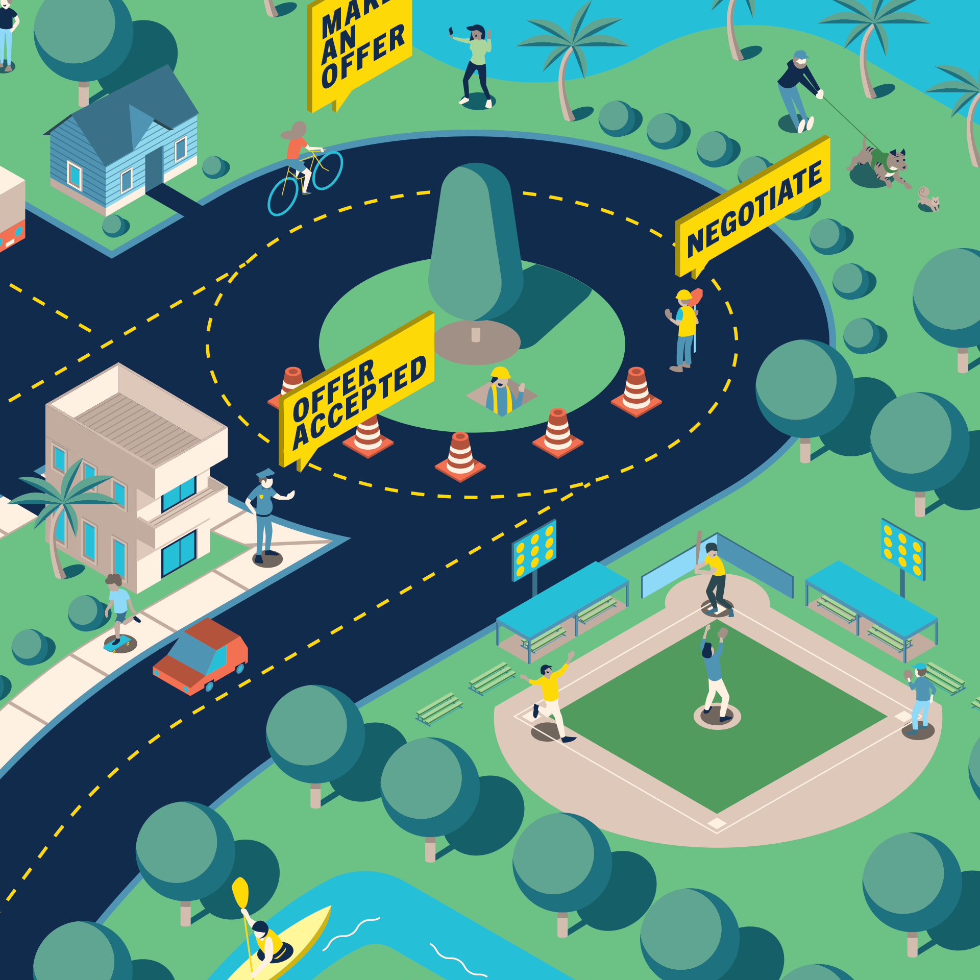 Realty Brokerage Real Estate Design Road To Home Ownership Infographic Isometric Illustration