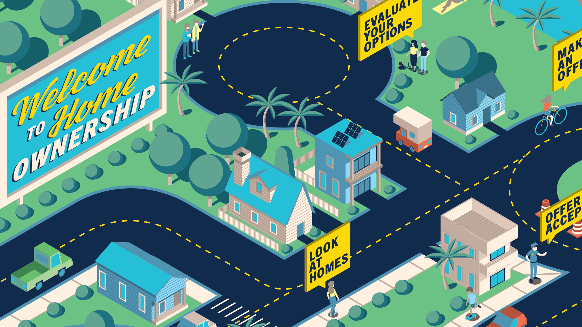 Realty Brokerage Real Estate Design Road To Home Ownership Infographic Isometric Illustration