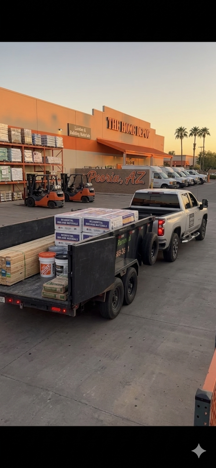 work truck and trailer hauling building materials