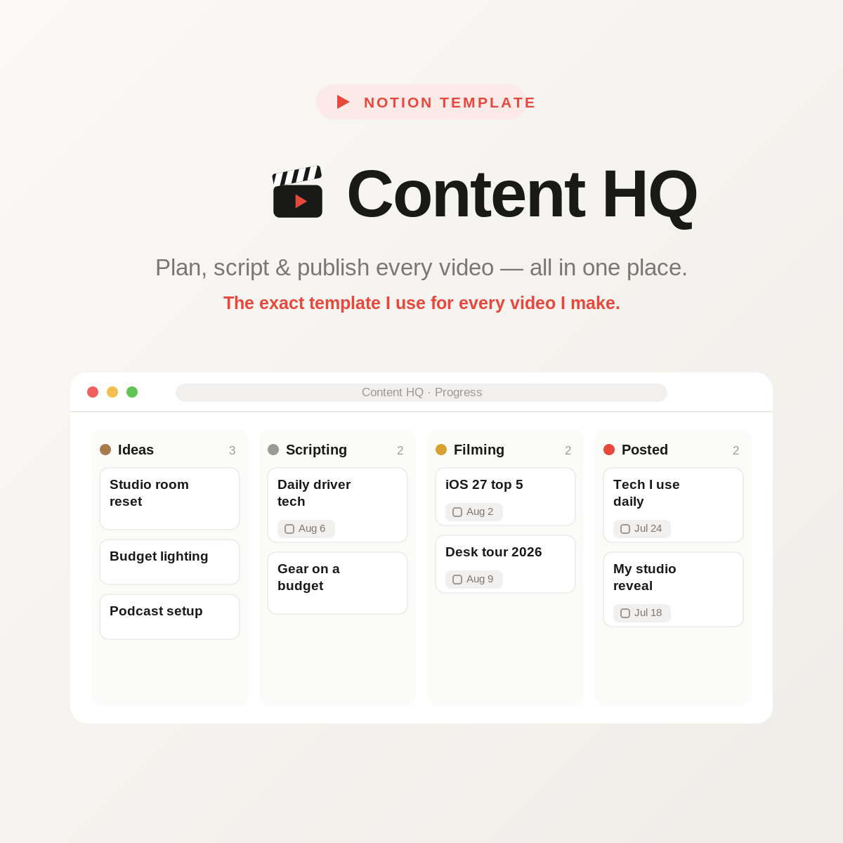 Content HQ - Notion Template