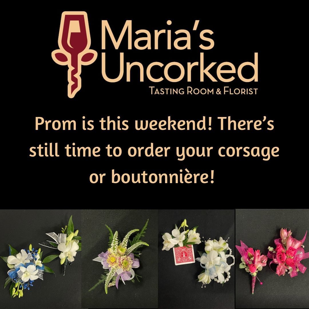 Stop in, call 269-781-9128 or visit https://www.mariasuncorked.com/floral-and-gifts/flowers-for-all-occasions/formals #prom2024 #supportsmallbusiness #choosemarshall #mariasuncorkedflorist