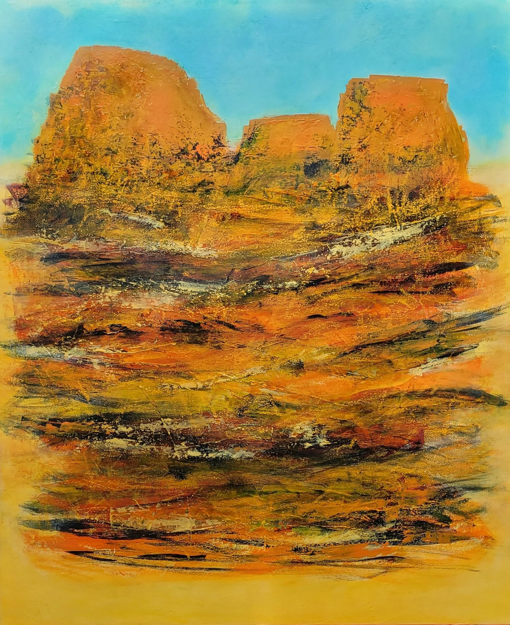 Ann Heilbron; Sedona Serenade; 24x20;  I often paint my memories of being in the beautiful Southwest landscape.  The colors and views are just magical.; $475