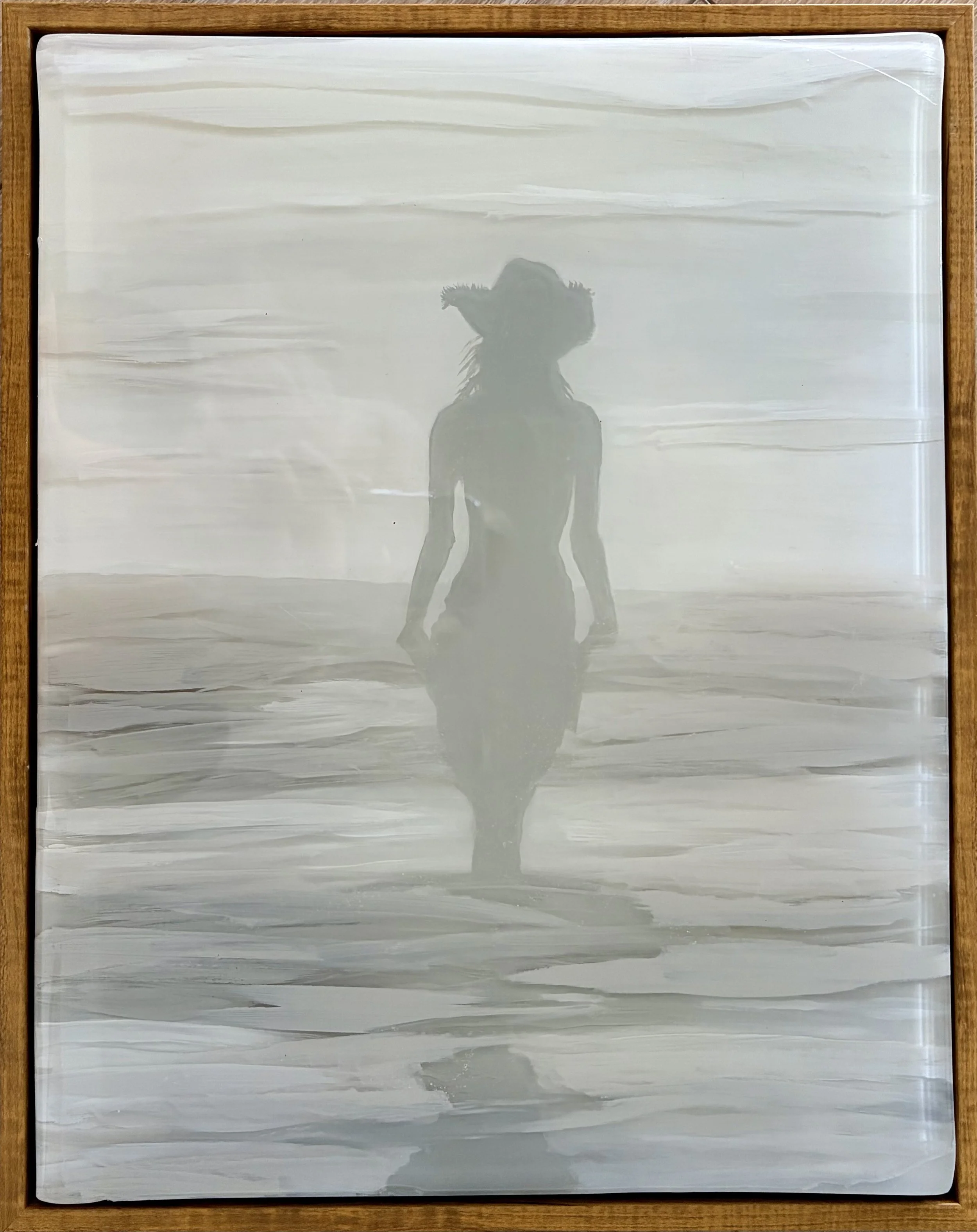 Michelle Delisle; What the Water Keeps; Acrylic / Resin; 12 x 15; In the stillness, there is weight. In the quiet, there is endurance. This painting asks not what we see in reflection — but what remains beneath it.; $175