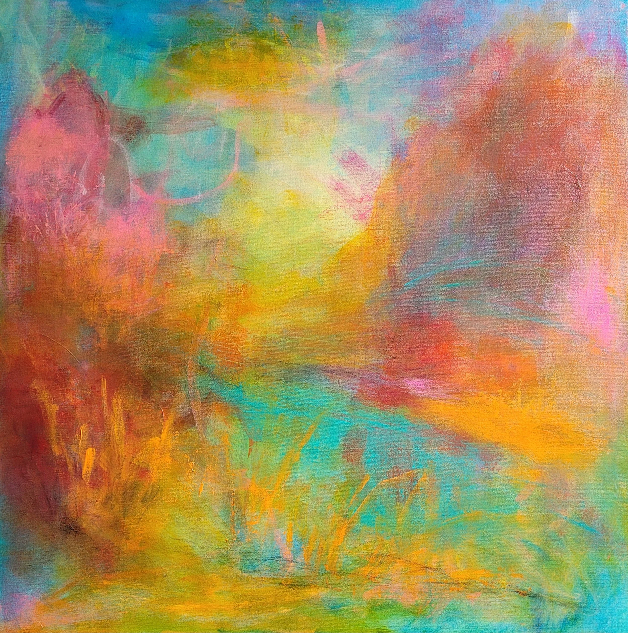 Ann Heilbron; Coastal Vibes; 36x36; Acrylics; This piece was inspired by the marshy, coastal areas seen when kayaking in Florida.; $875