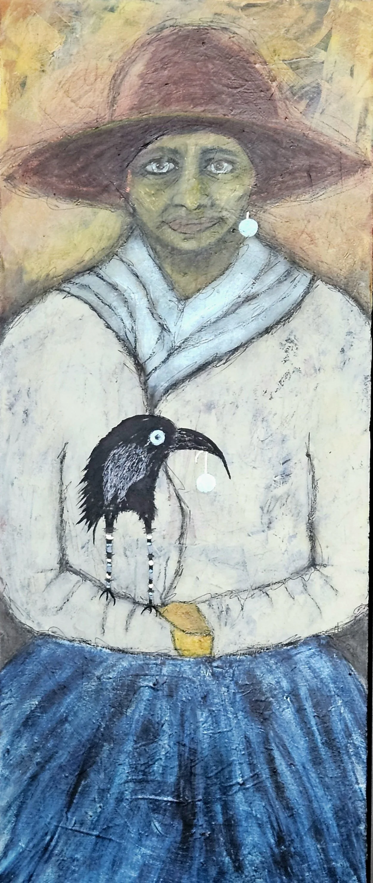Best in Show; Lisa Driscoll; The Healer; Acrylic; The medicine woman along with her trickster accomplice is at ease with what she knows. She invites you to wonder what is given and what is taken, and what is simply shared.; $900